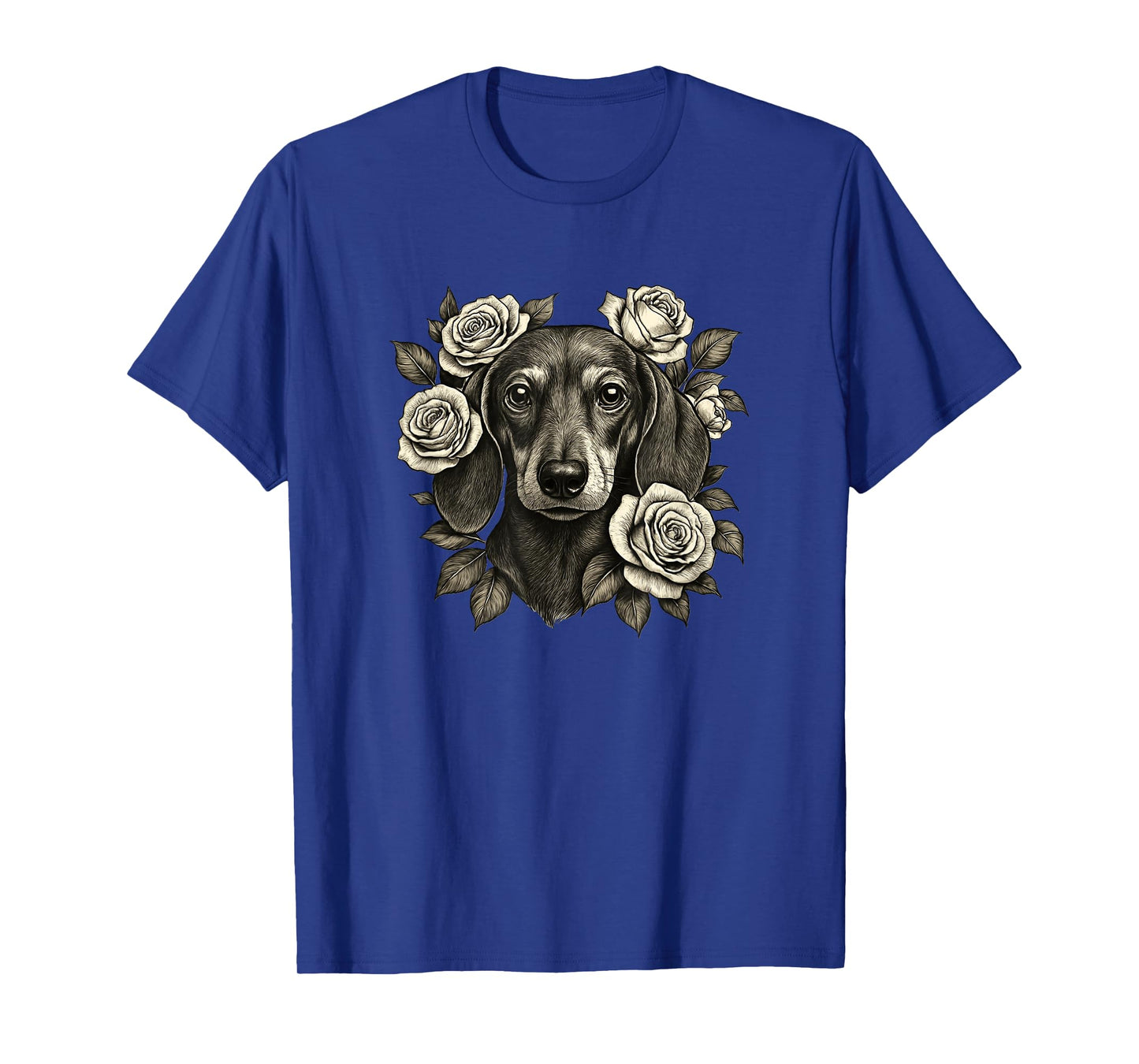 Dachshund Vintage Roses Retro Tattoo T-Shirt