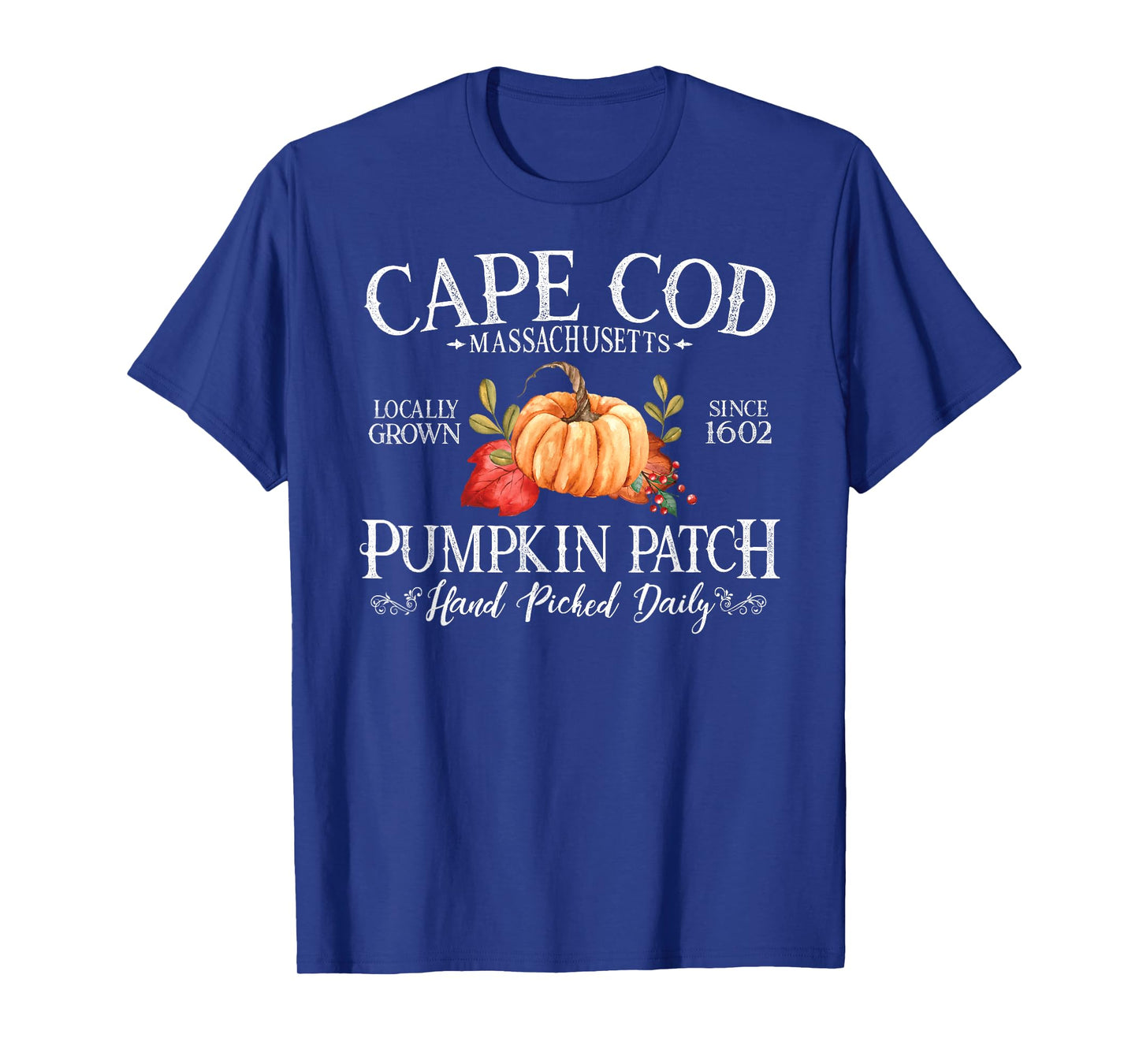 Cape Cod Massachusetts Pumpkin Patch Fall White Letters T-Shirt