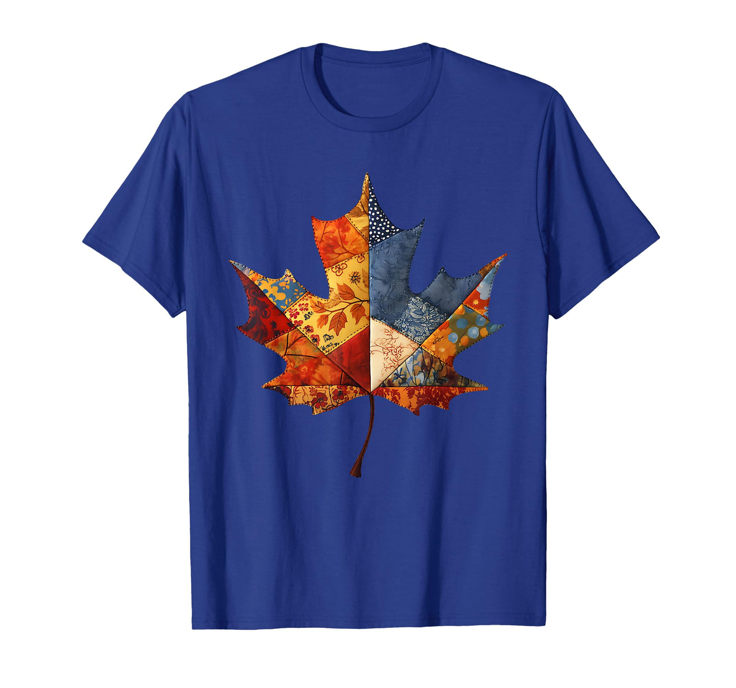 Vintage Quilted Patchwork Fall Autumn Maple Leaf Art T-Shirt