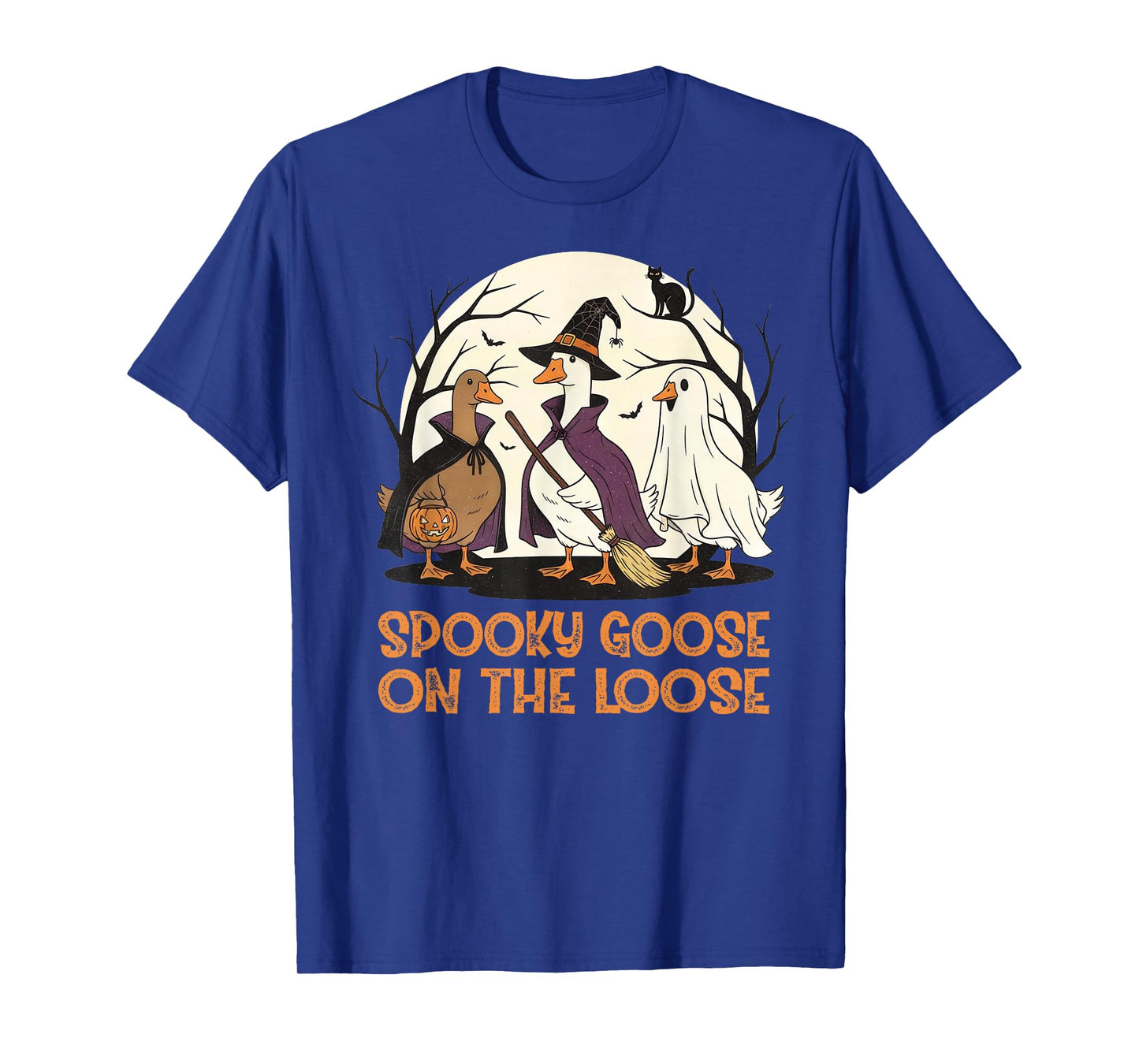 Spooky Goose On The Loose Witch Silly Goose Animal Halloween T-Shirt