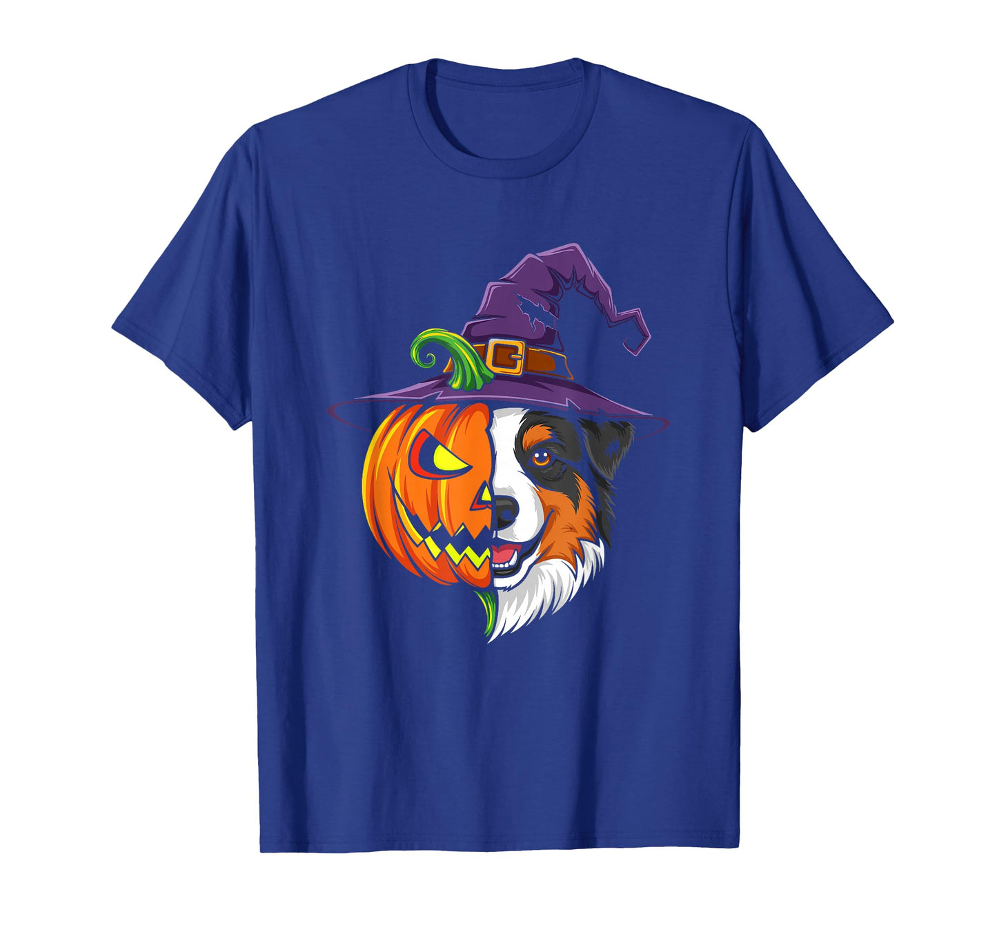 Australian Shepherd Dog Pumpkin Halloween Kids Mens Womens T-Shirt