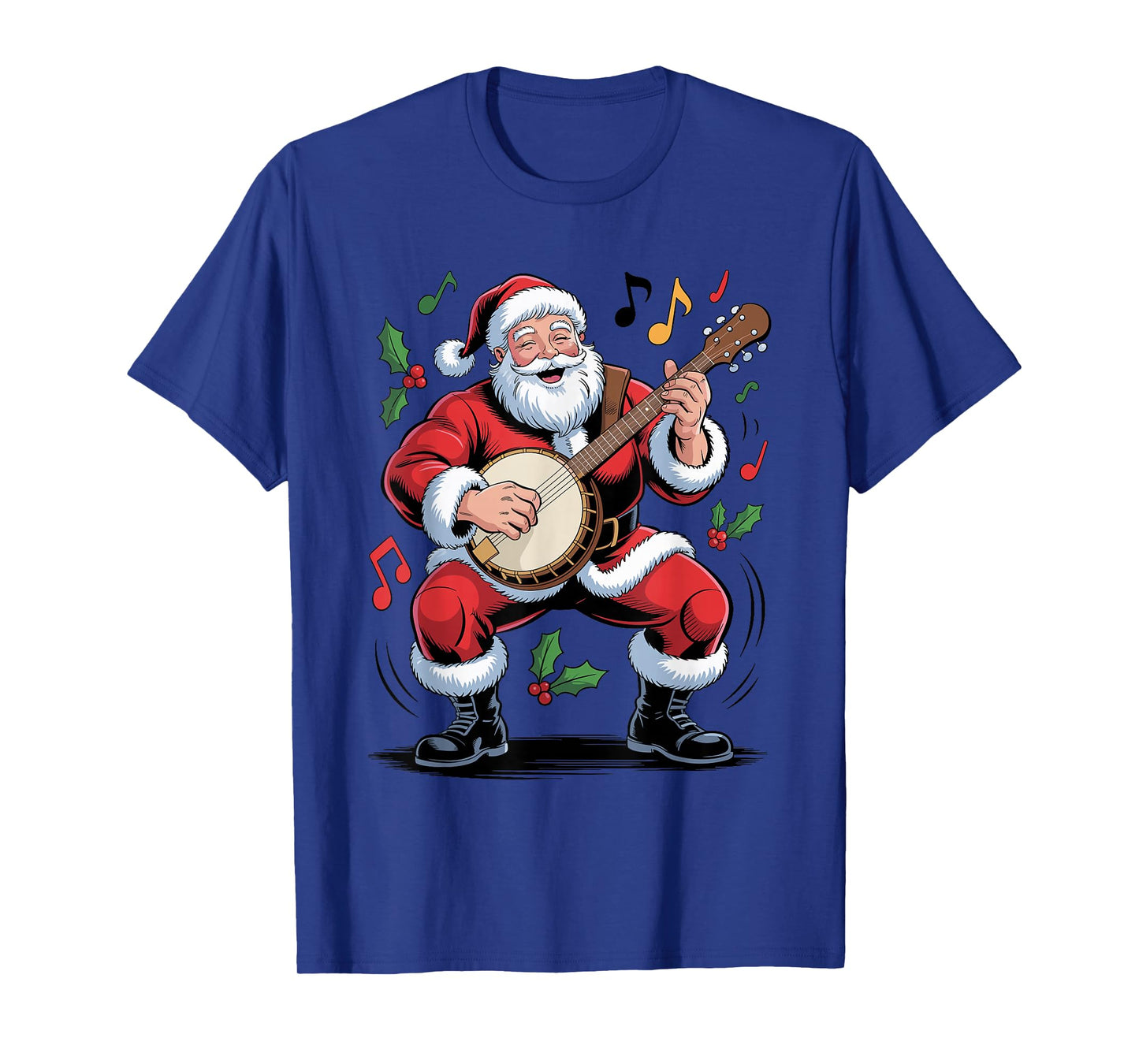 Santa Playing Banjo Funny Holiday Chrismas Xmas Pajama T-Shirt