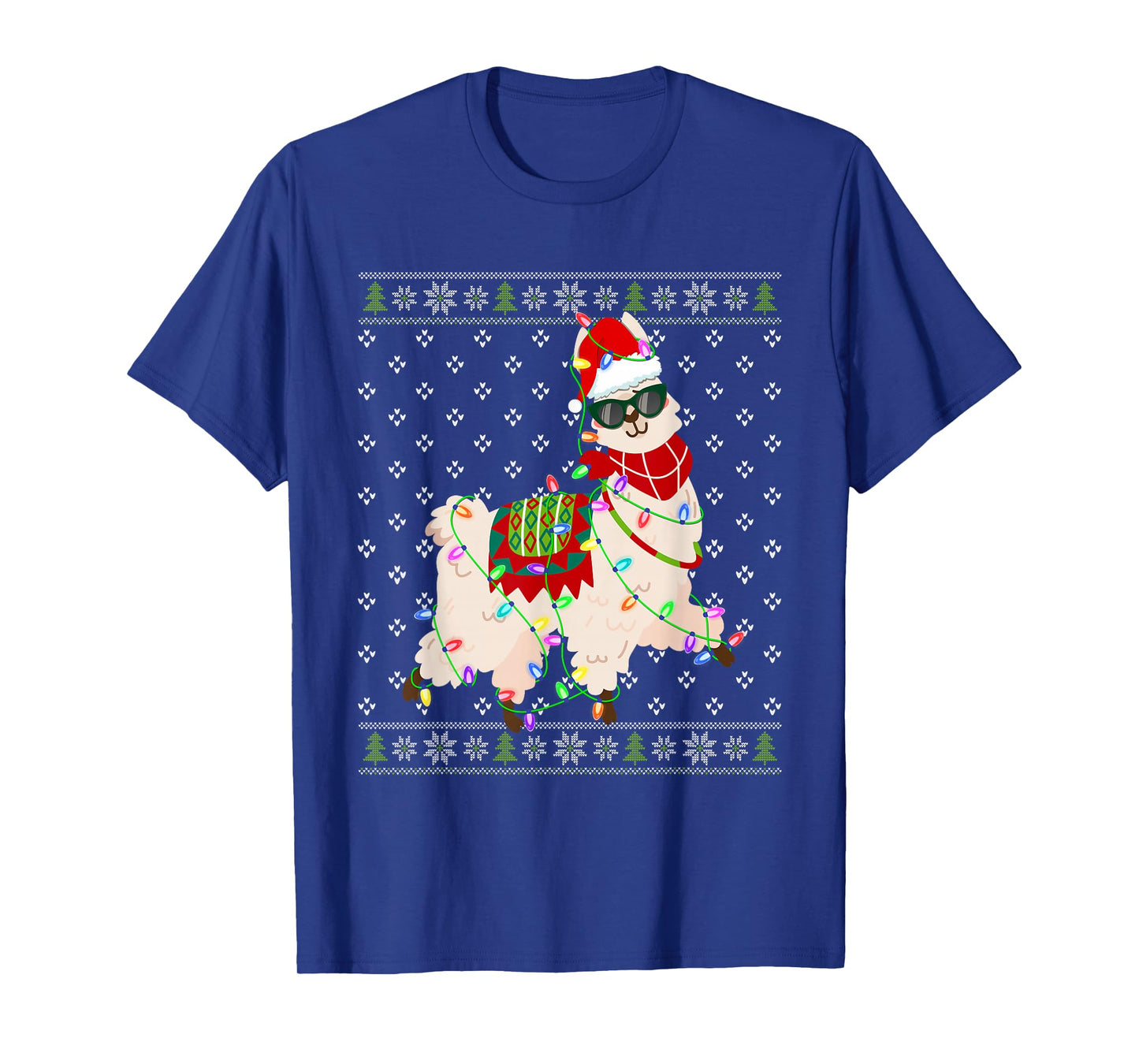 Funny Llama Alpaca Christmas Family Matching Xmas Lights T-Shirt