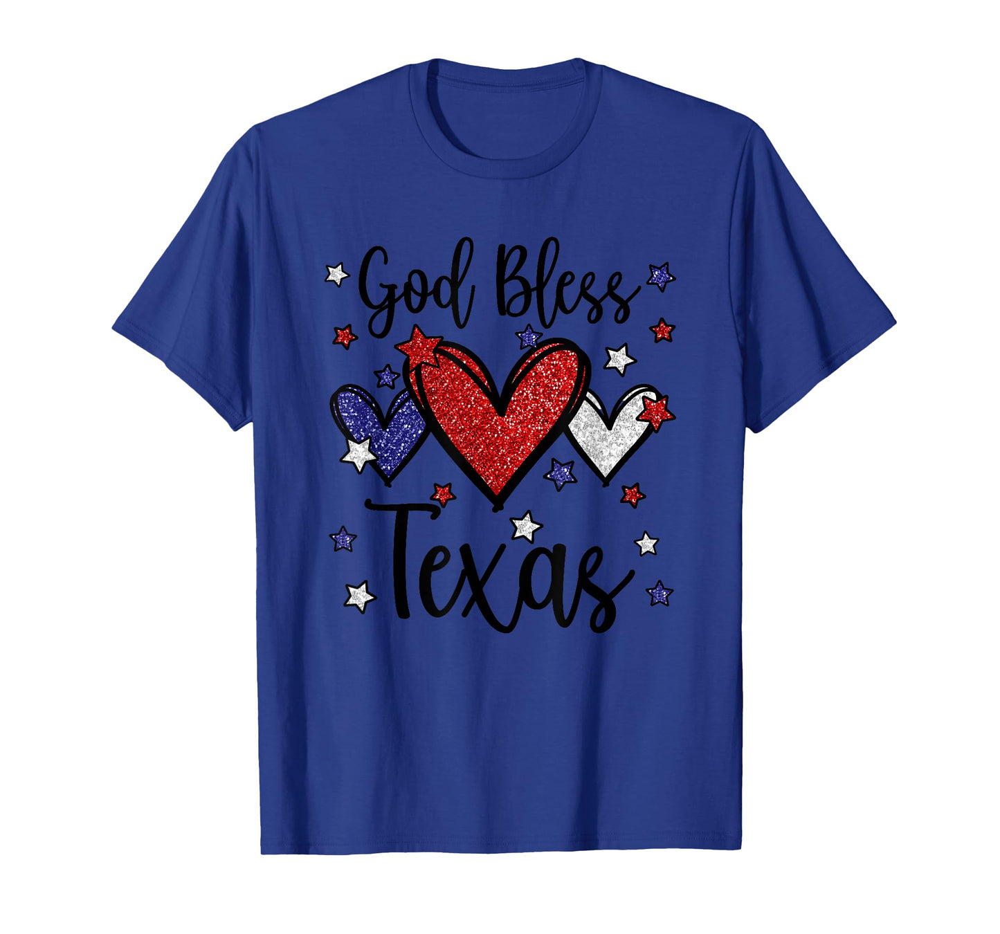 God Bless Texas Hearts For Patriotic Women & Fourth Of July T-Shirt