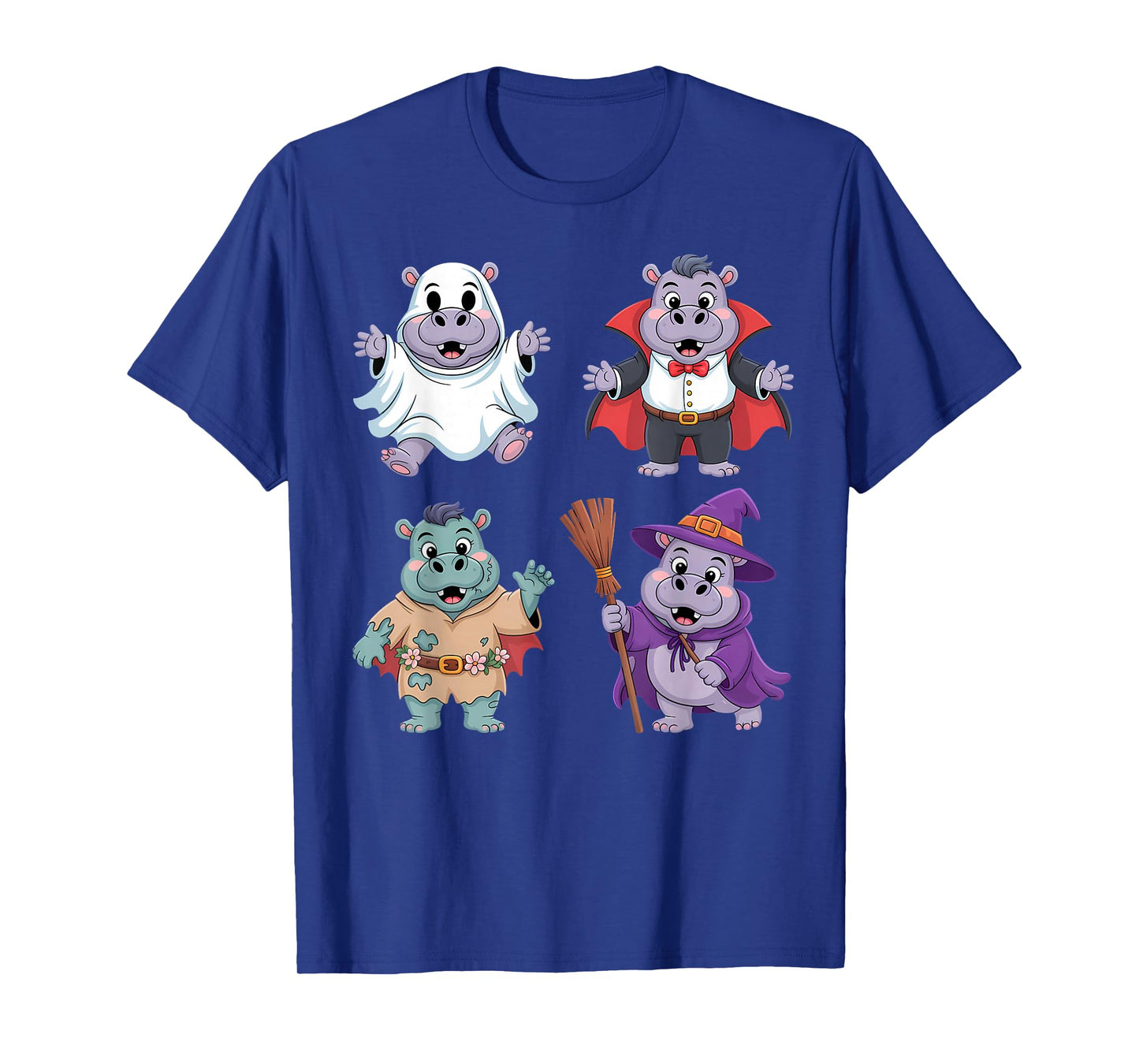 Kids Hippo Halloween Costume Funny Ghost Witch Zombie Boys T-Shirt