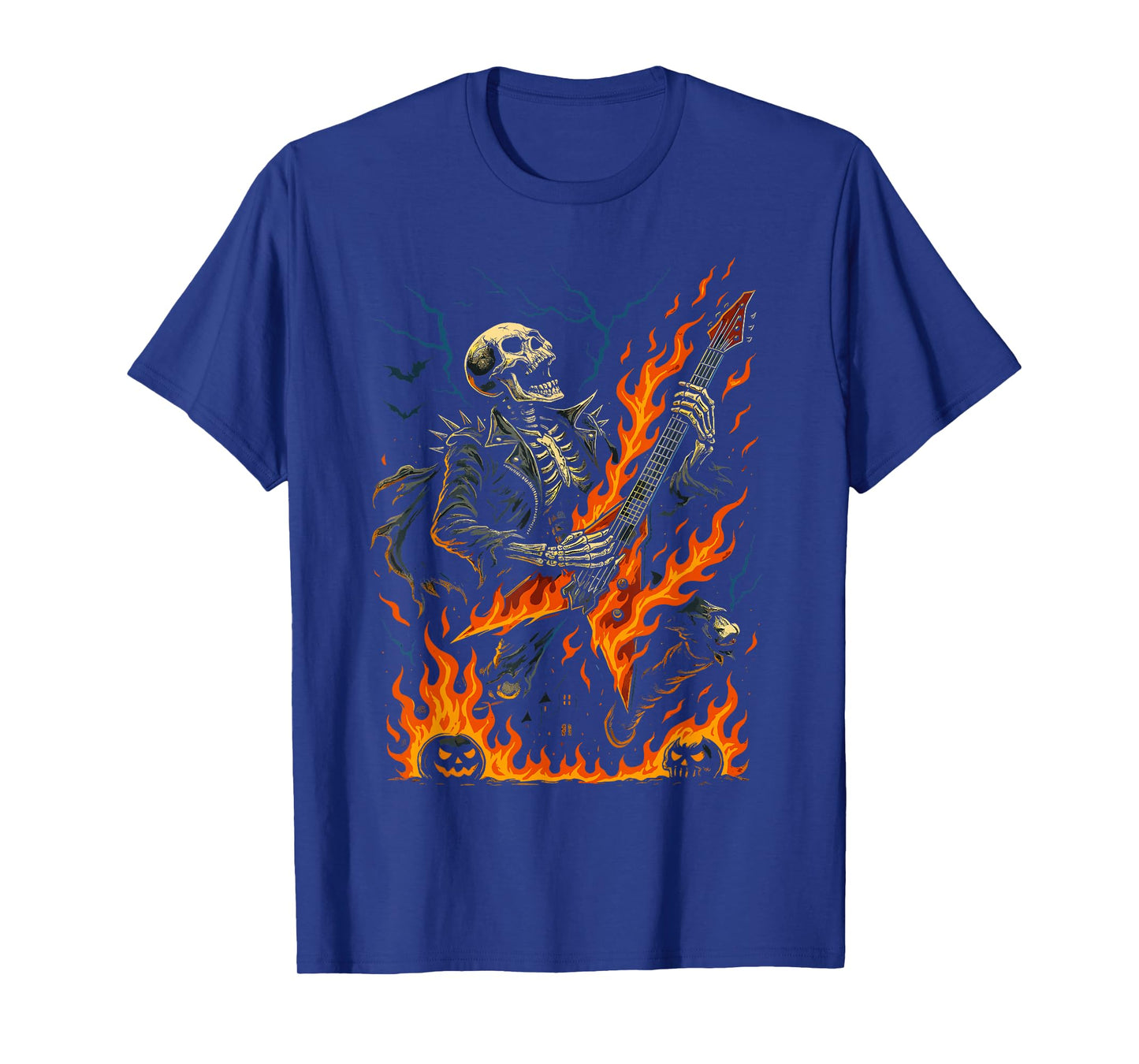 Rocking Skeleton Witch Guitar Halloween Ghost Pumpkin T-Shirt