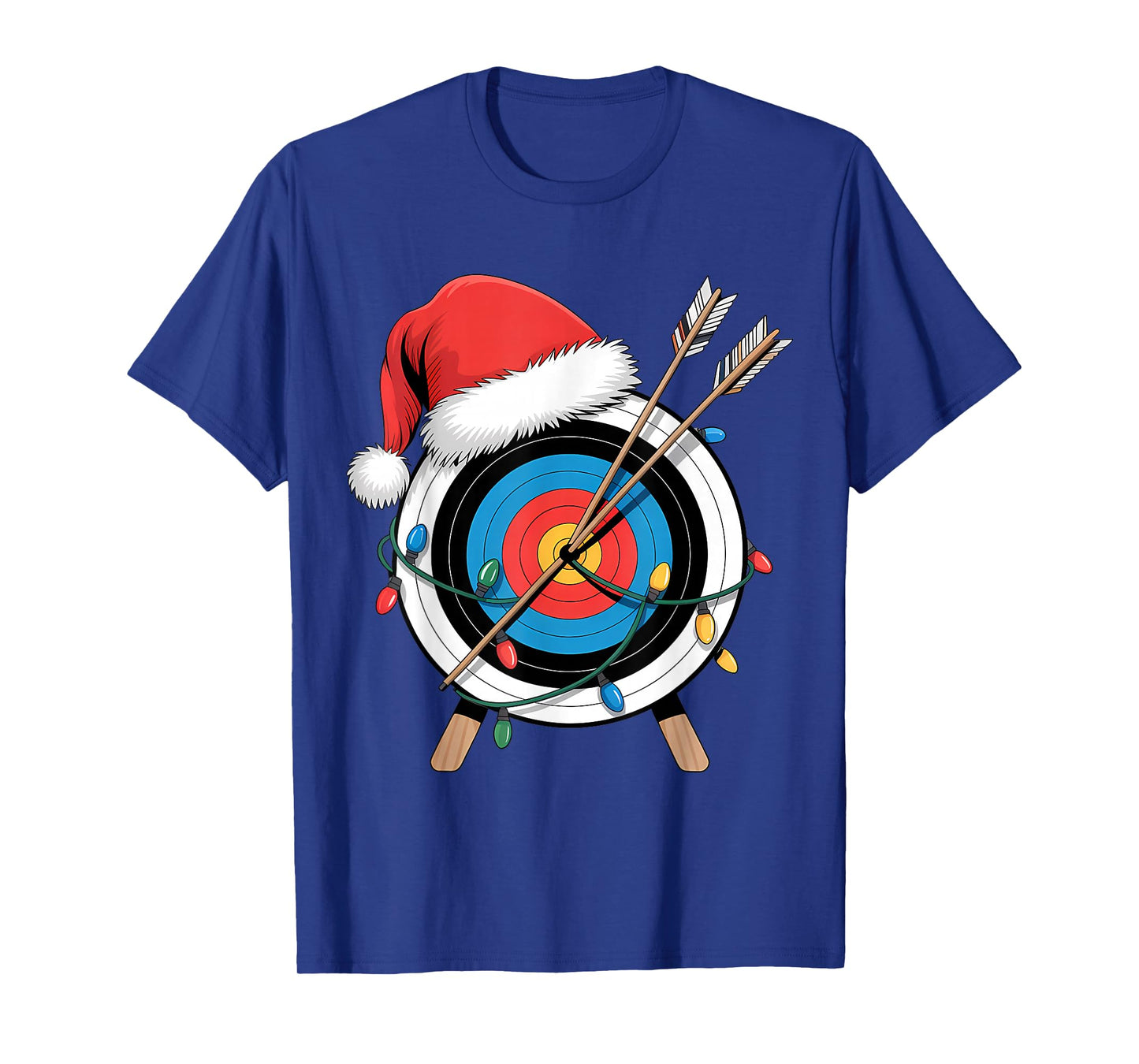 Funny Christmas Archery Santa Hat Xmas Lights Holiday T-Shirt