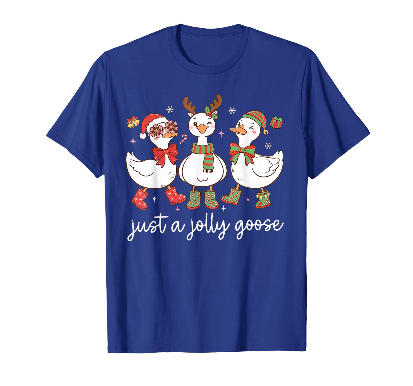 Just A Jolly Goose Santa Squad Christmas Snowflake Holiday T-Shirt