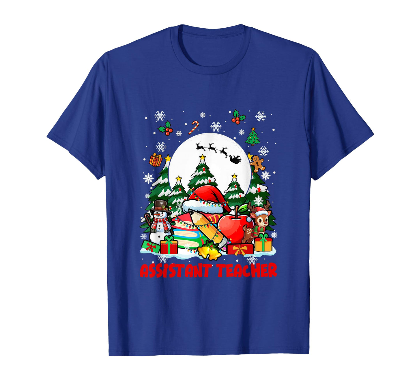 Assistant Teacher Job Tools Santa Snowmen Reindeer Christmas T-Shirt