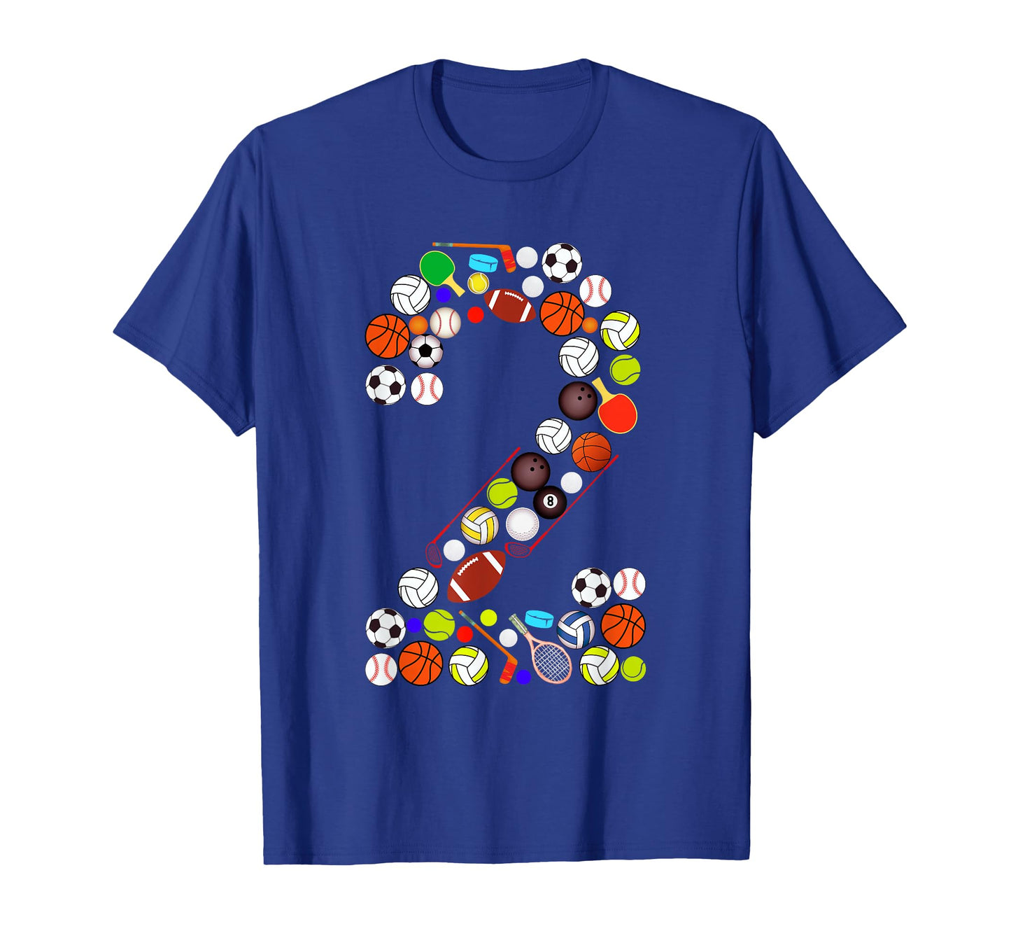 Kids 2nd Birthday Sports Big Number Two 2 Year Old Boy T-Shirt