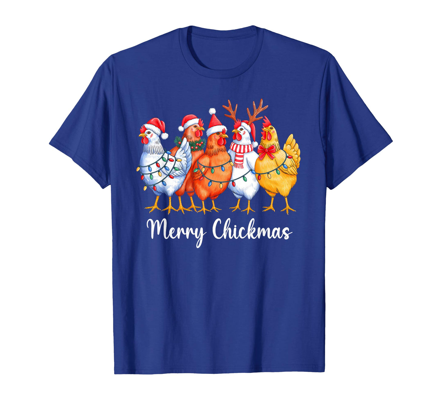 Merry Chickmas Funny Christmas Chicken Lover Santa Hat Xmas T-Shirt