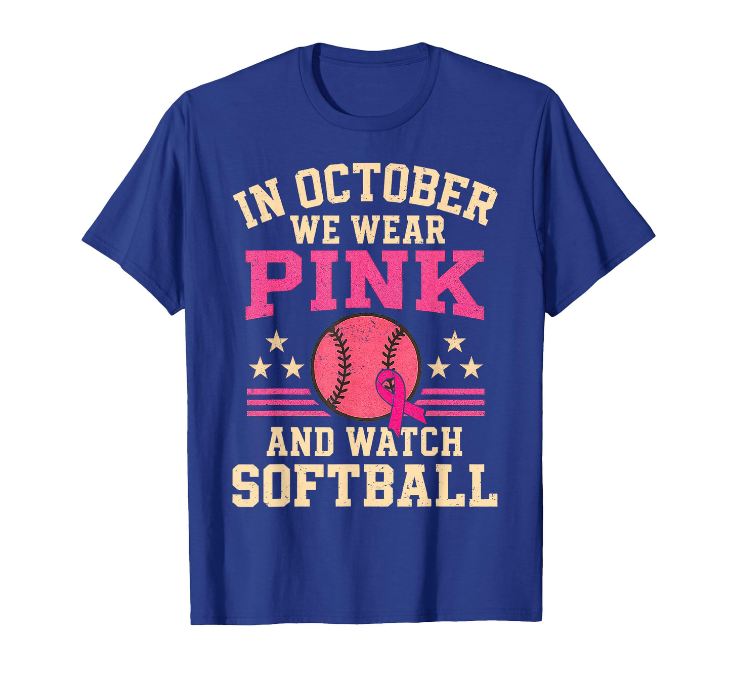 In October We Wear Pink And Watch Softball Breast Cancer T-Shirt