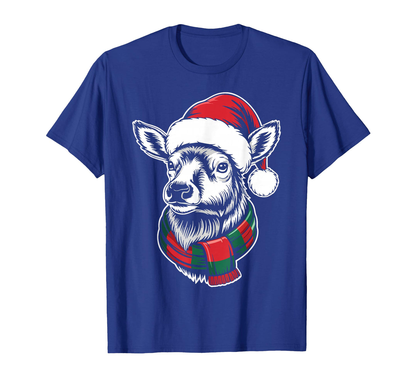 Elk Xmas Santa Hat Scarf Christmas Costume T-Shirt