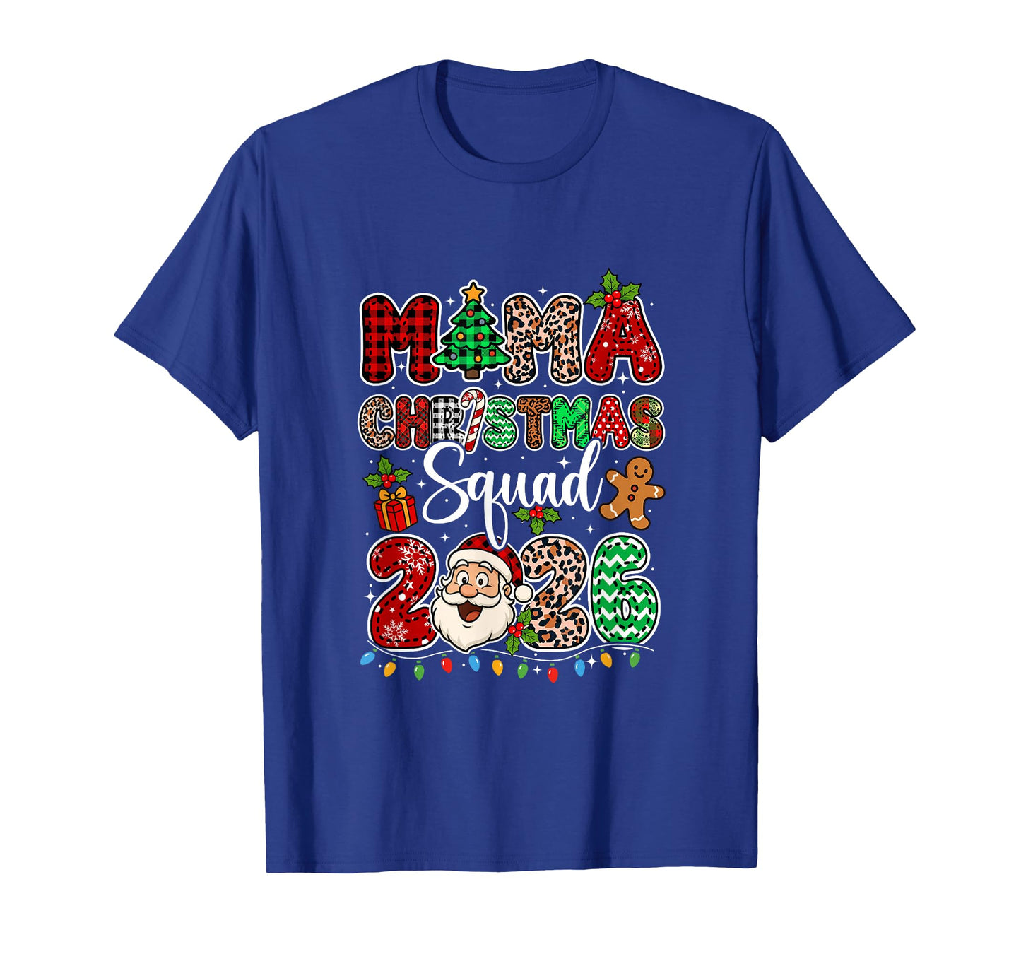 Mama Christmas Crew 2026 Leopard Funny Santa Family Group T-Shirt
