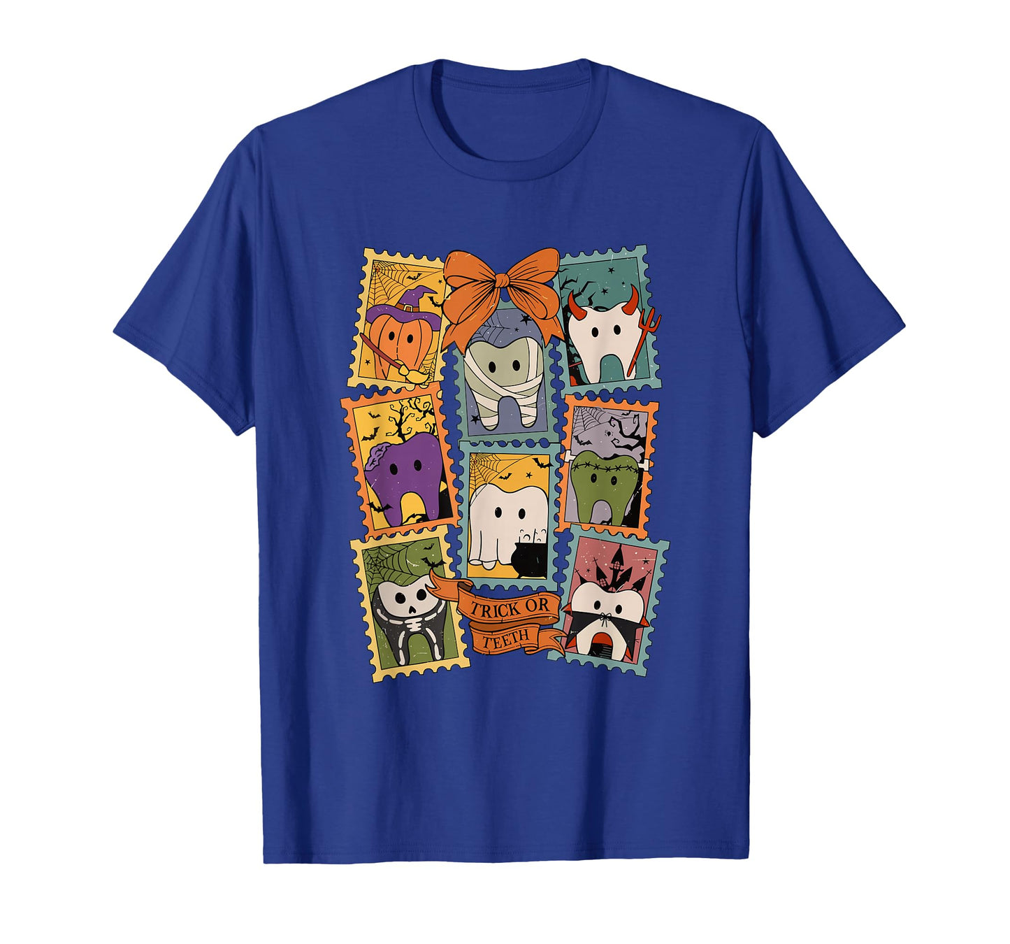 Trick or Teeth Dentist Dental Halloween Ghost Dental Crew T-Shirt