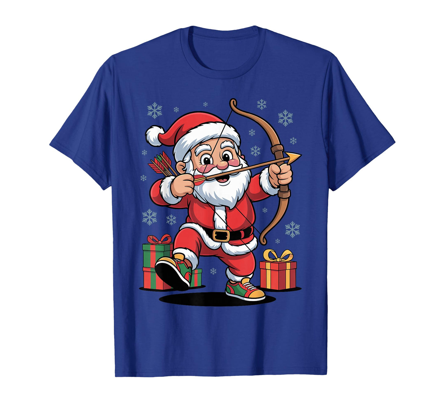 Santa Playing Archery Funny Holiday Christmas Xmas Pajama T-Shirt