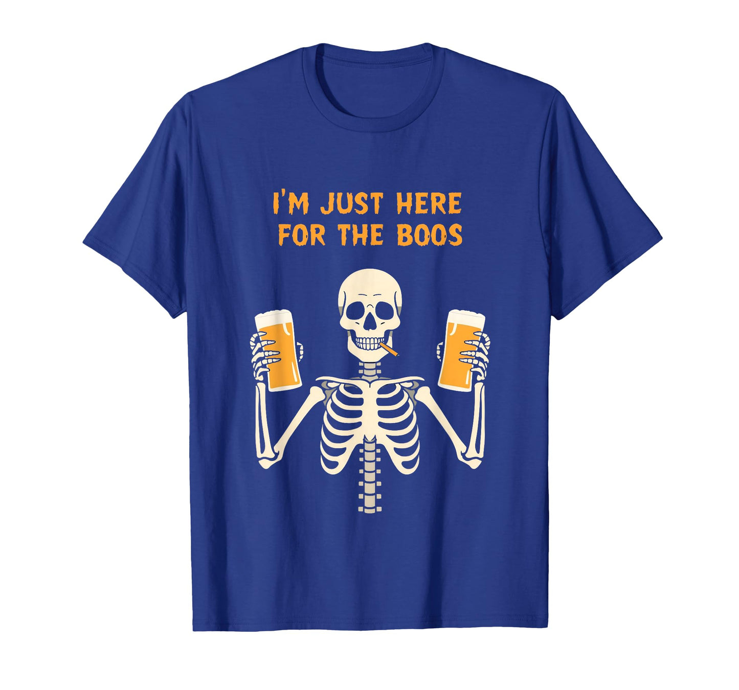 Im Just Here for The Boos Shirt Funny Skeleton Drinking Beer T-Shirt