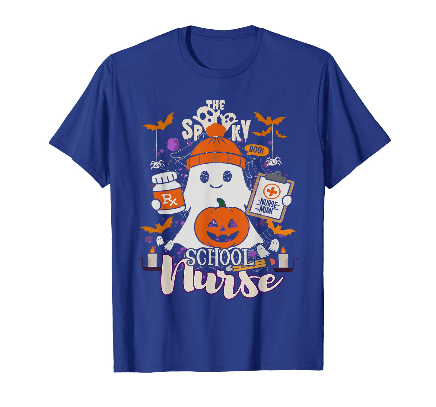 Retro Vintage Spooky School Nurse Pumpkin Halloween Costumes T-Shirt