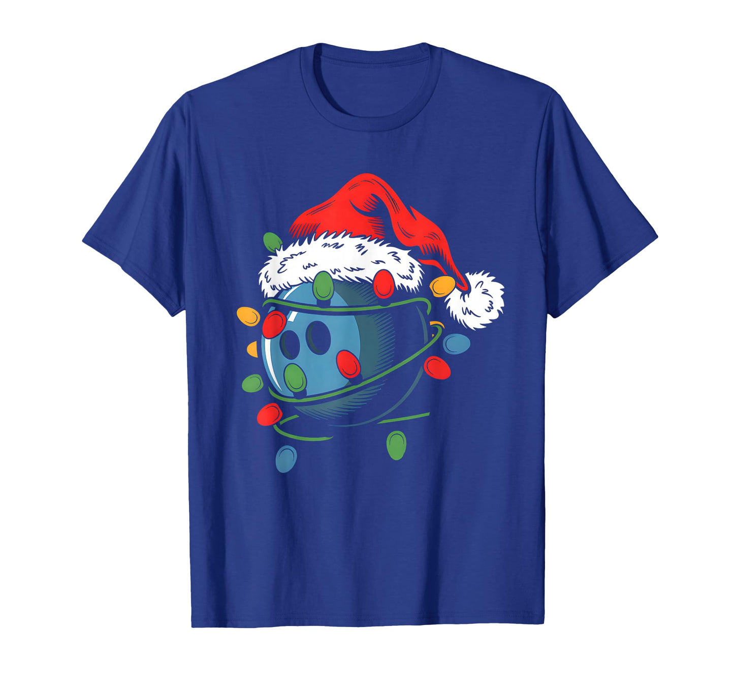 Bowling Ball Santa Hat Xmas Funny Christmas Bowling Lover T-Shirt