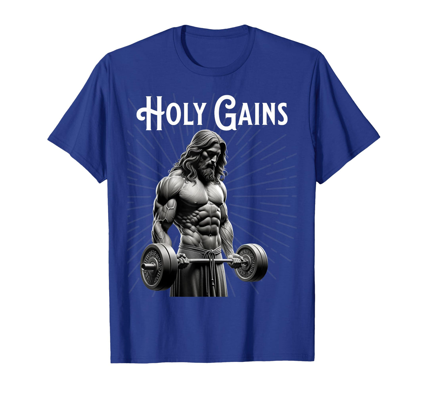 Funny Gym Workout Holy Gains Jesus Lifting Weights T-Shirt