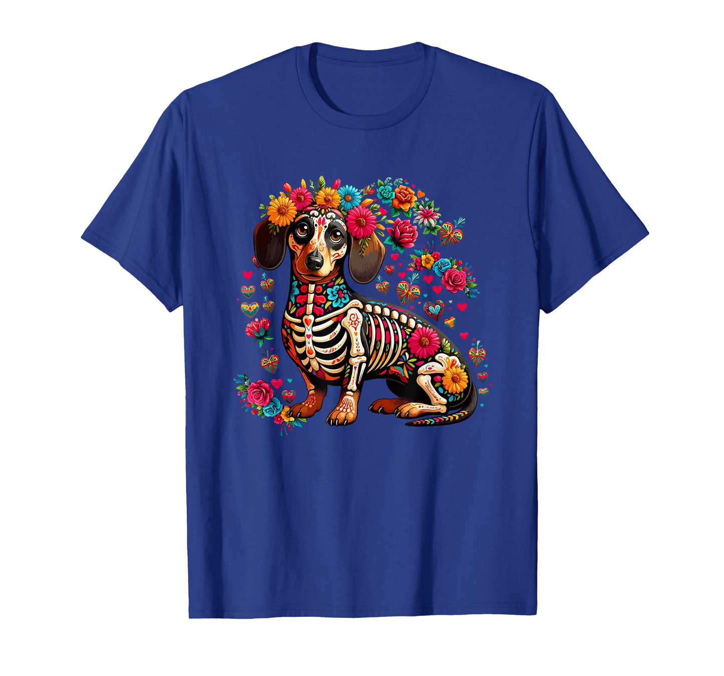 Dachshund Floral Skeleton Dia De Los Muertos Mexican Lover T-Shirt