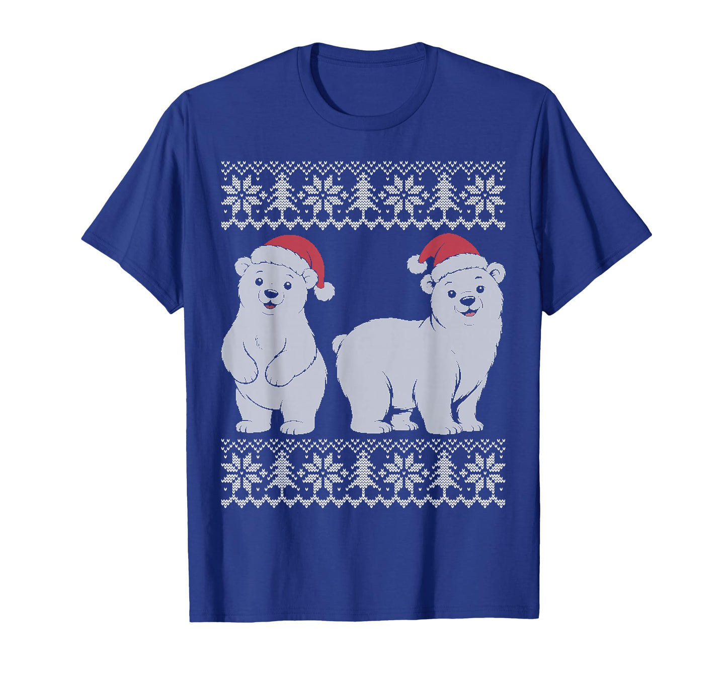 Polar Bear Christmas, White Bear Wearing Santa hat T-Shirt