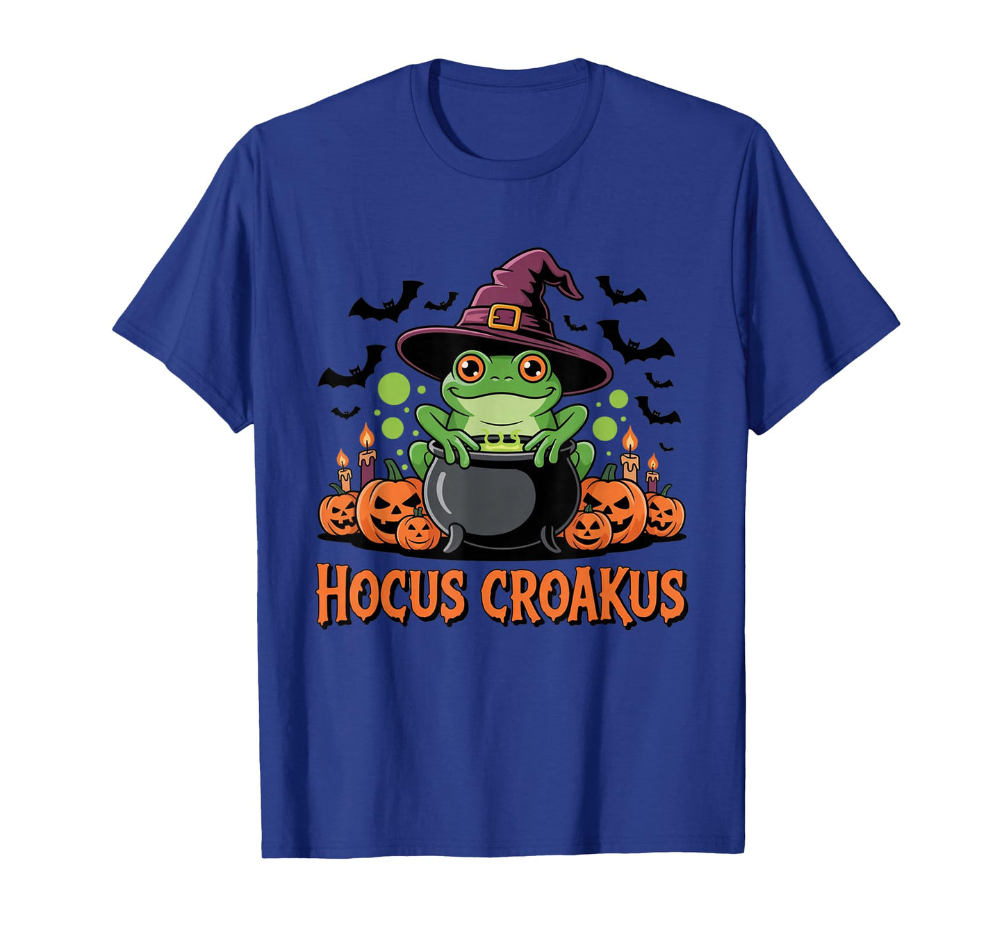 Hocus Croakus Witch Frog Funny Halloween Cauldron Pumpkin T-Shirt
