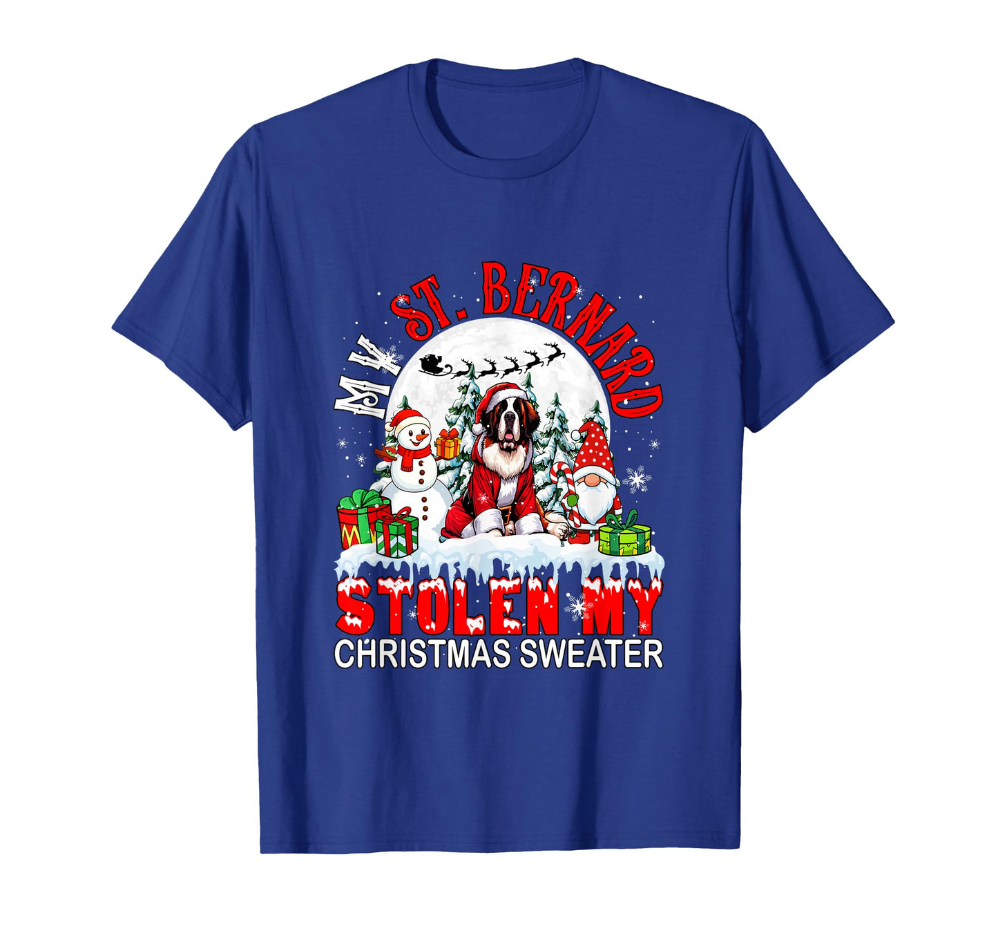 My St. Bernard Stolen My Christmas Sweater Santa Dog Owner T-Shirt
