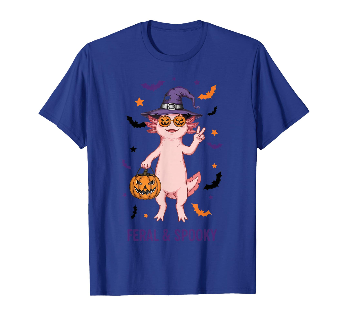 Feral and Spooky Witch Costume Axolotl Halloween T-Shirt