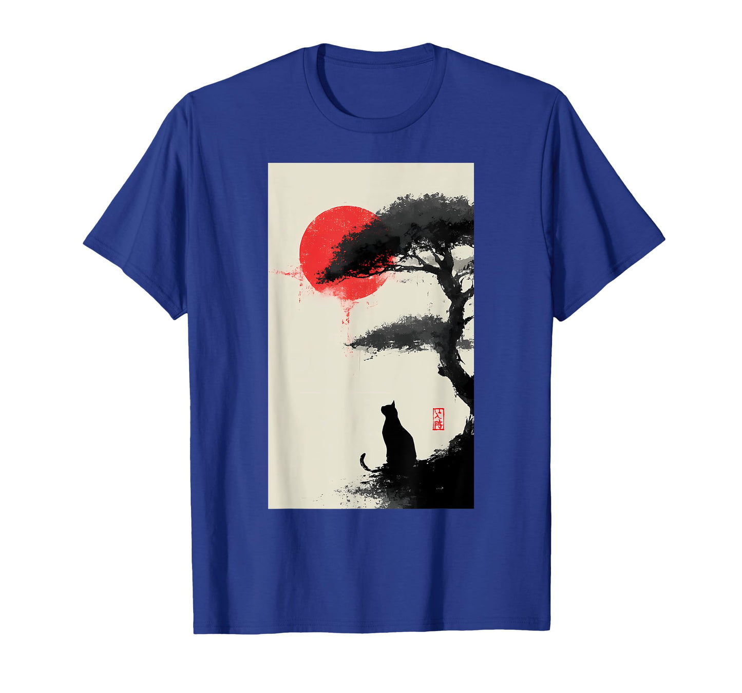 Black Cat Vintage Japan Art Japanese Theme Retro Print T-Shirt