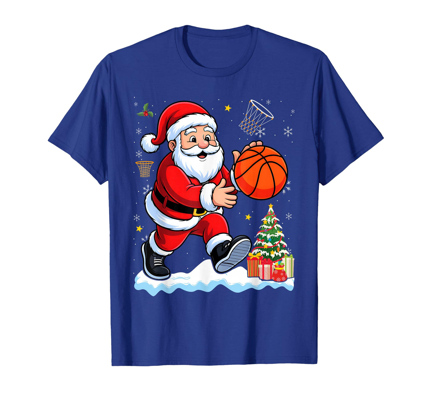 Basketball Santa Dribble Ball Christmas Boys Men Sports Xmas T-Shirt