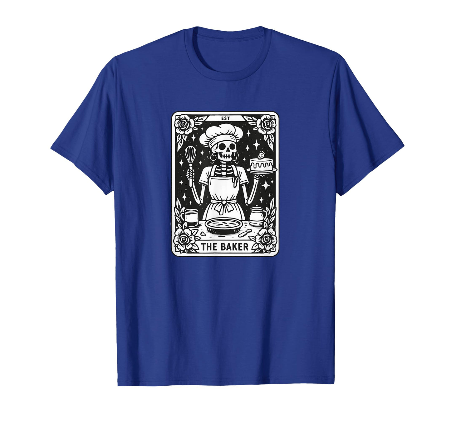 Skeleton Baker Vintage Tarot Card Baking Art Retro Cooking T-Shirt