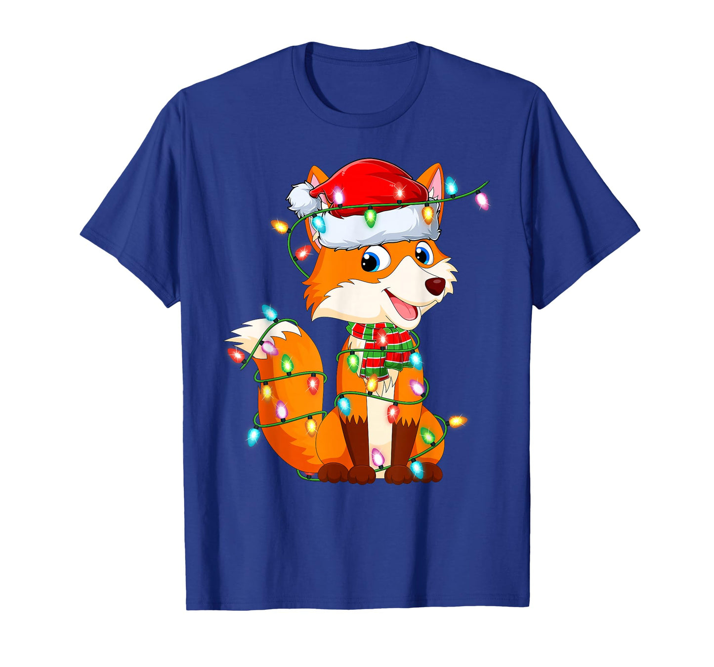 Fox Xmas Lights Holiday Outfits Santa Fox Christmas Pajamas T-Shirt