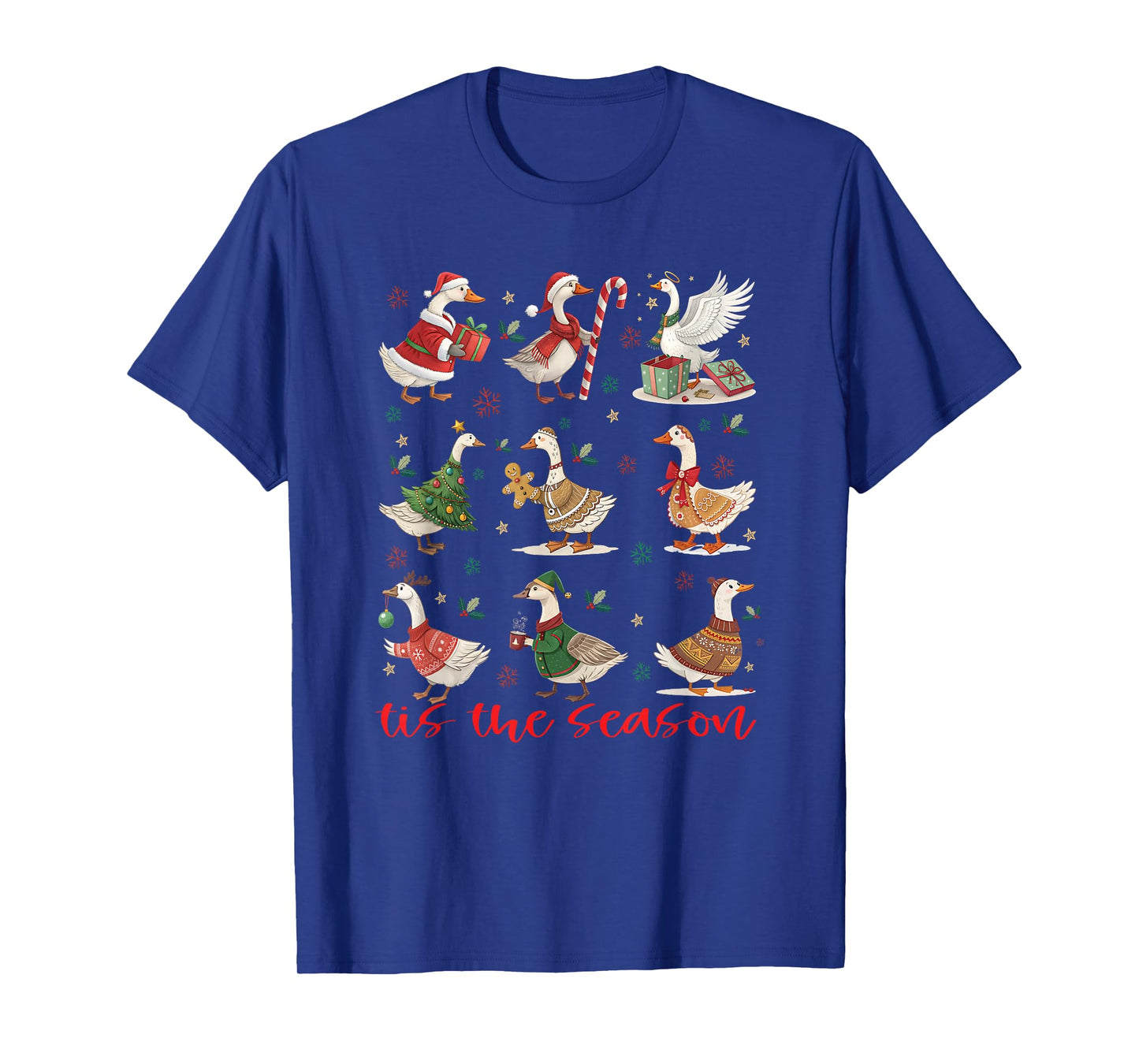 Retro Santa Goose Cute Merry Christmas Tis The Season T-Shirt