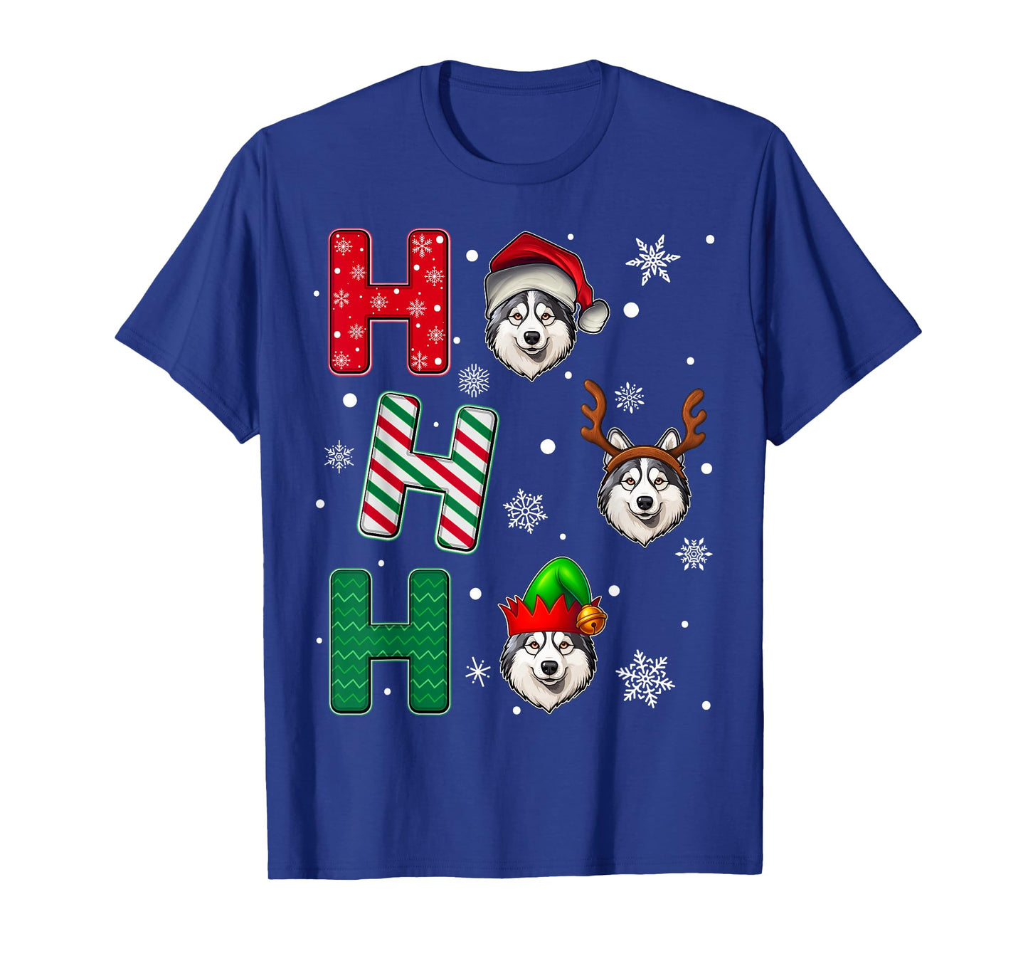 Ho Ho Ho Alaskan Malamute Dog Lover Christmas Santa Elf Xmas T-Shirt