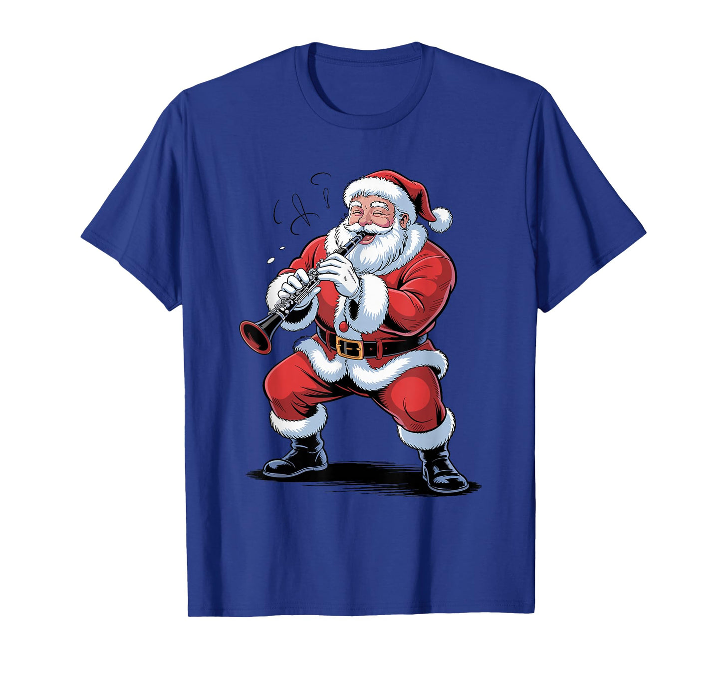 Santa Playing Clarinet Funny Holiday Chrismas Xmas Pajama T-Shirt