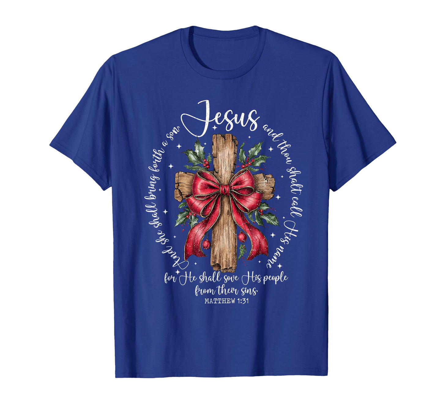 Jesus Christian Cross Holiday Christmas Coquette Bow Pajamas T-Shirt