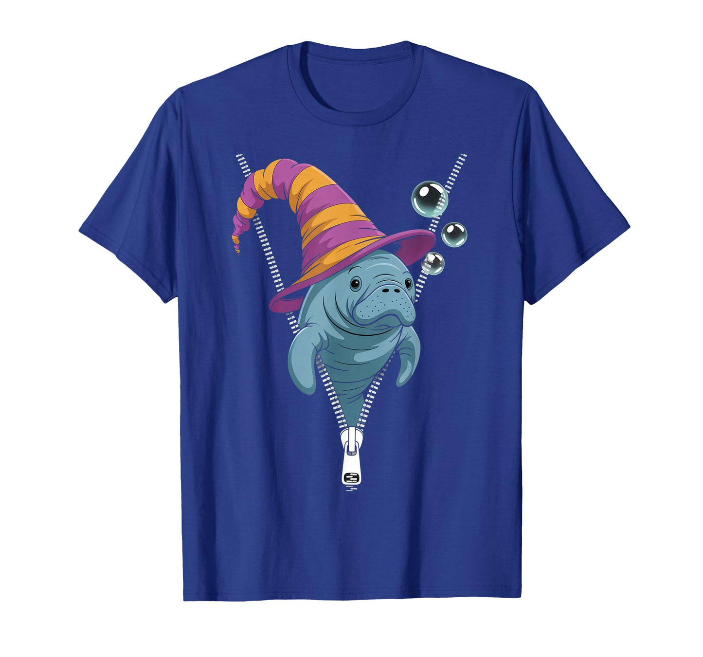 Funny Manatee Peeking Out Zipper Halloween Costume T-Shirt