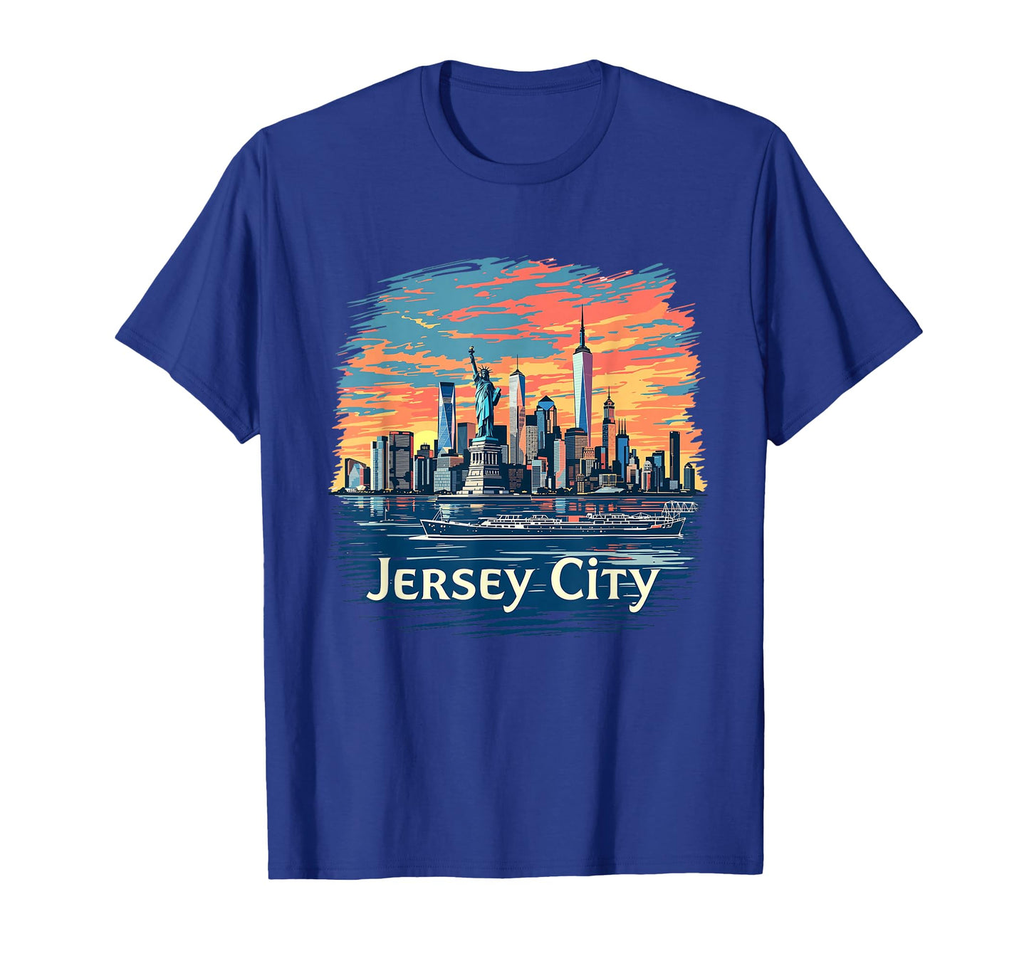 Vintage Jersey City New Jersey Sunset Skyline Cityscape T-Shirt