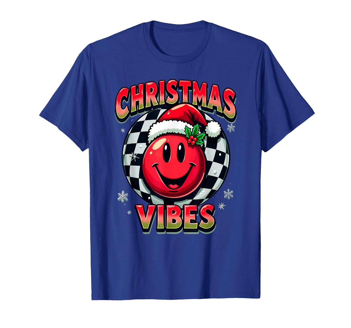 Santa Hat Smile Emoticon Christmas Vibes T-Shirt