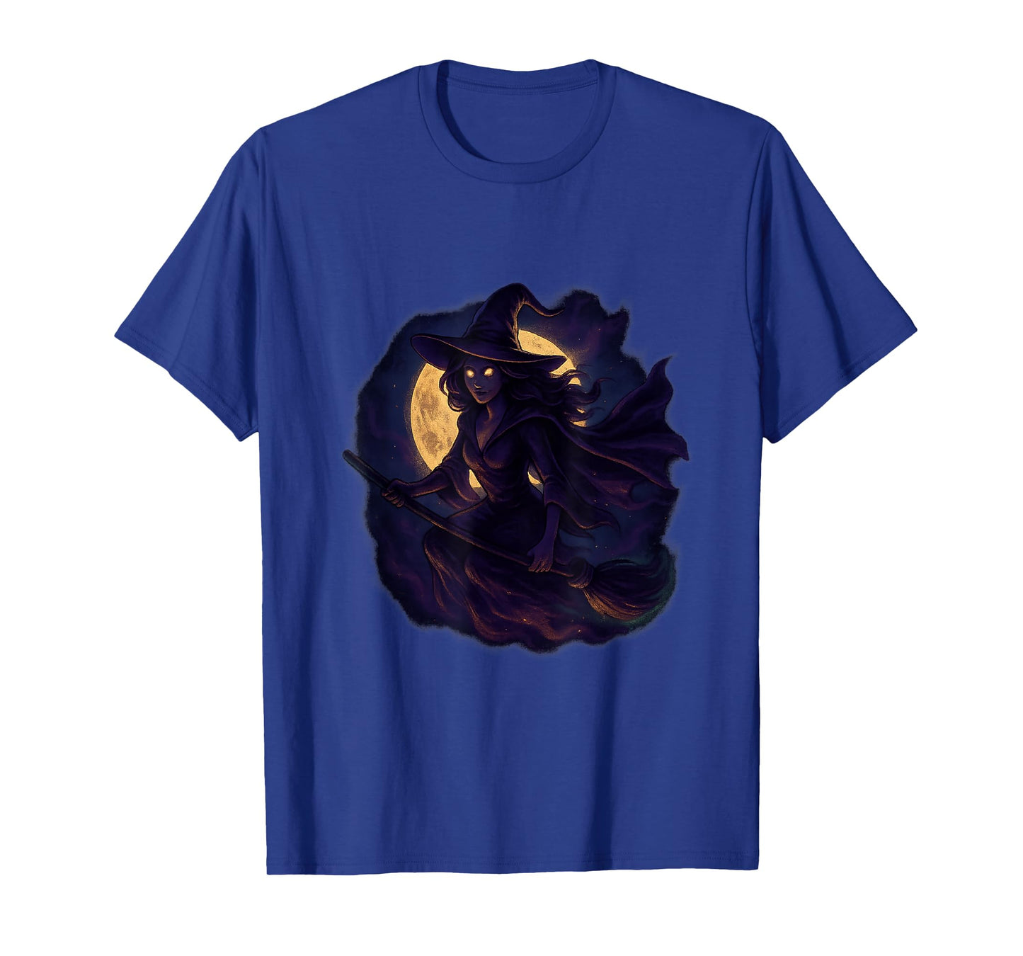 Witch Flying Broom Halloween Design Dark Glow T-Shirt