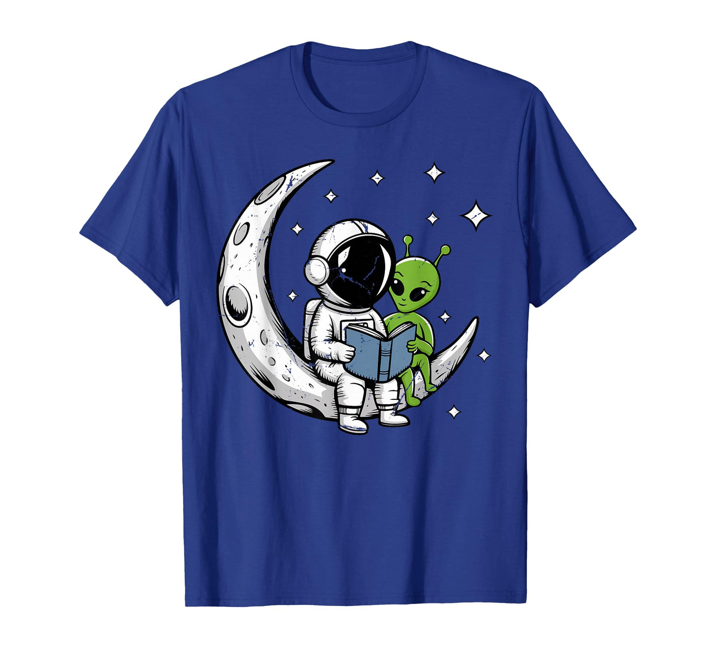 Astronaut Reading Book To Alien Moon Space Astronomy T-Shirt