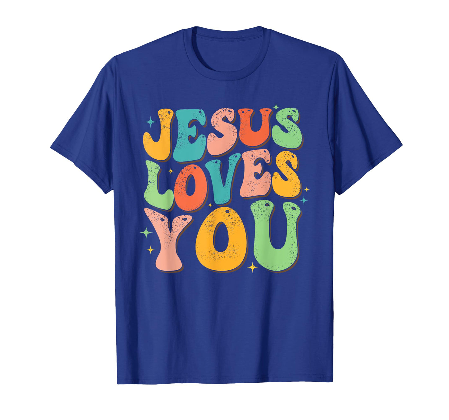 Jesus Loves You Retro Groovy Style Graphic Design Women T-Shirt