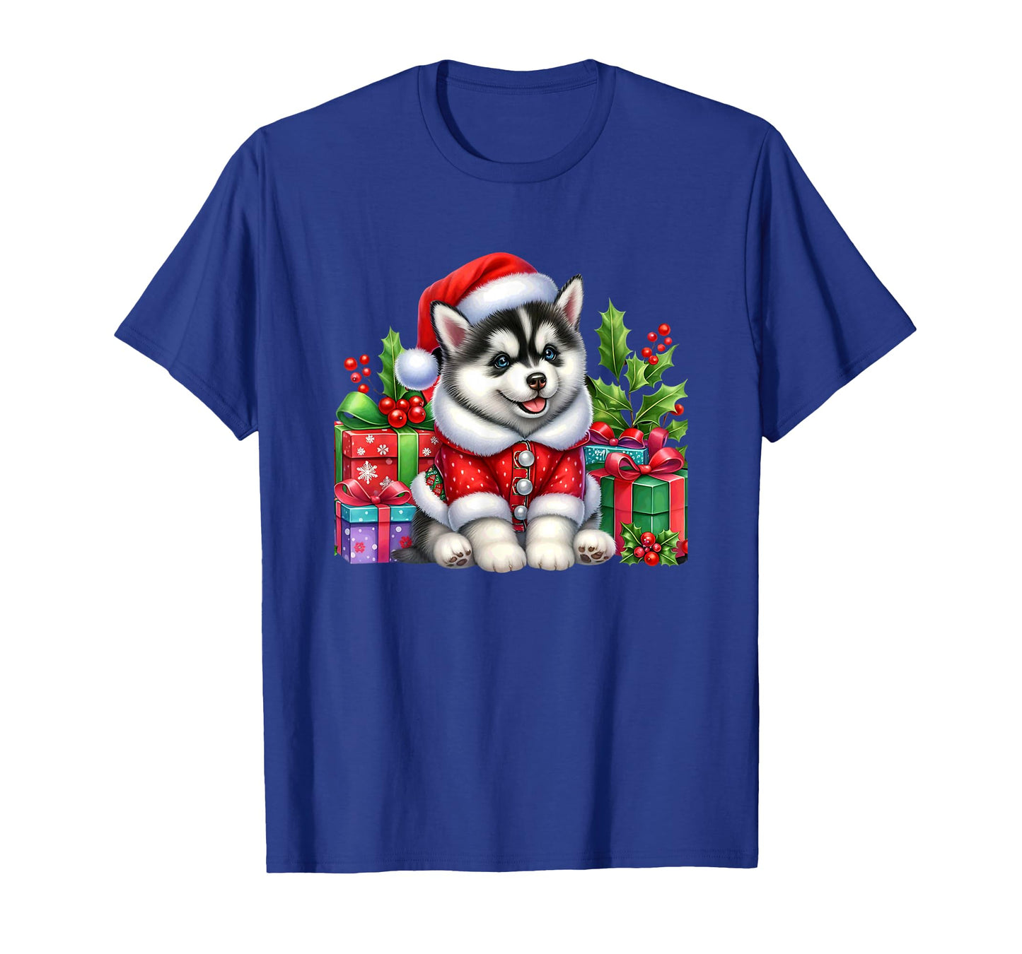 Merry Husky Santa Cute Christmas Puppy Joy T-Shirt
