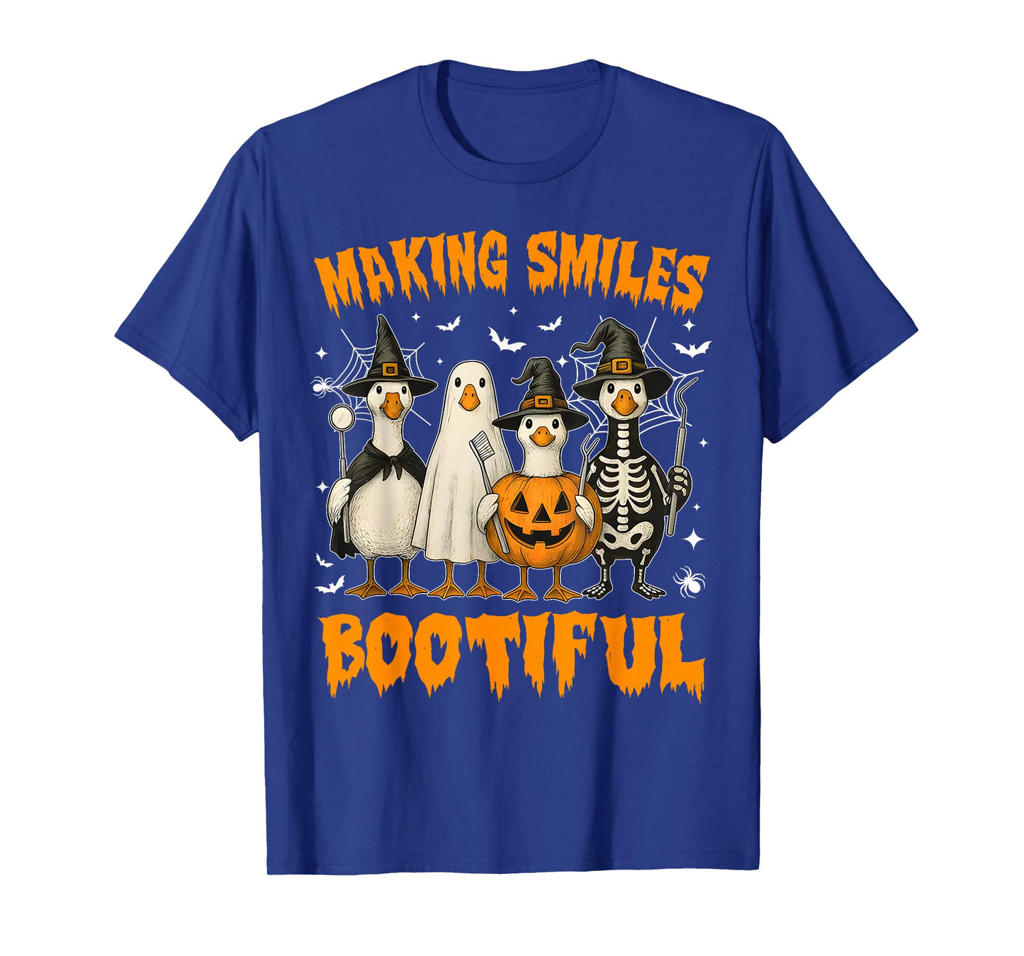 Making Smiles Bootiful Boo Ghost Goose Halloween Dental Crew T-Shirt
