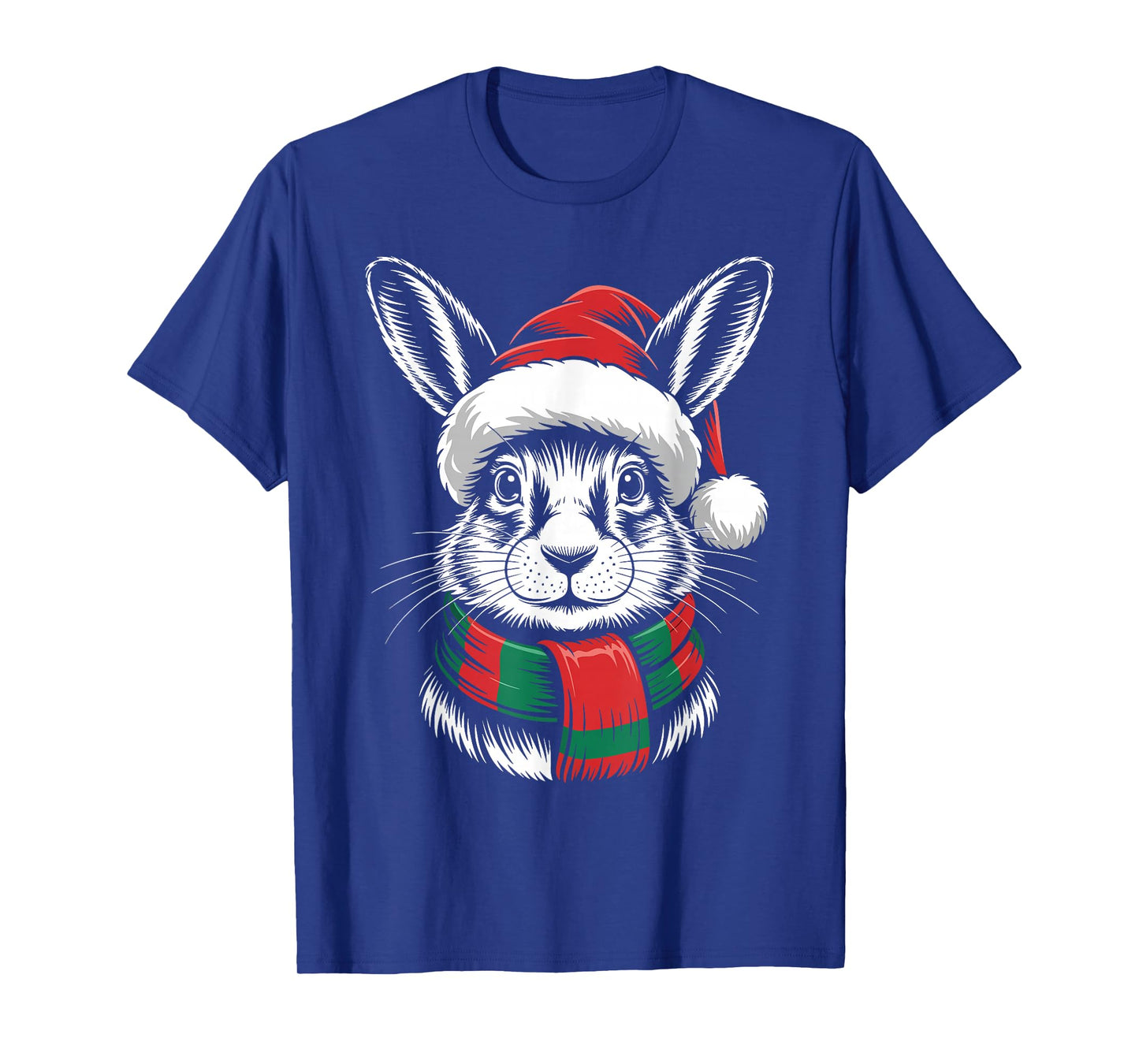 Hare Xmas Santa Hat Scarf Christmas Costume T-Shirt