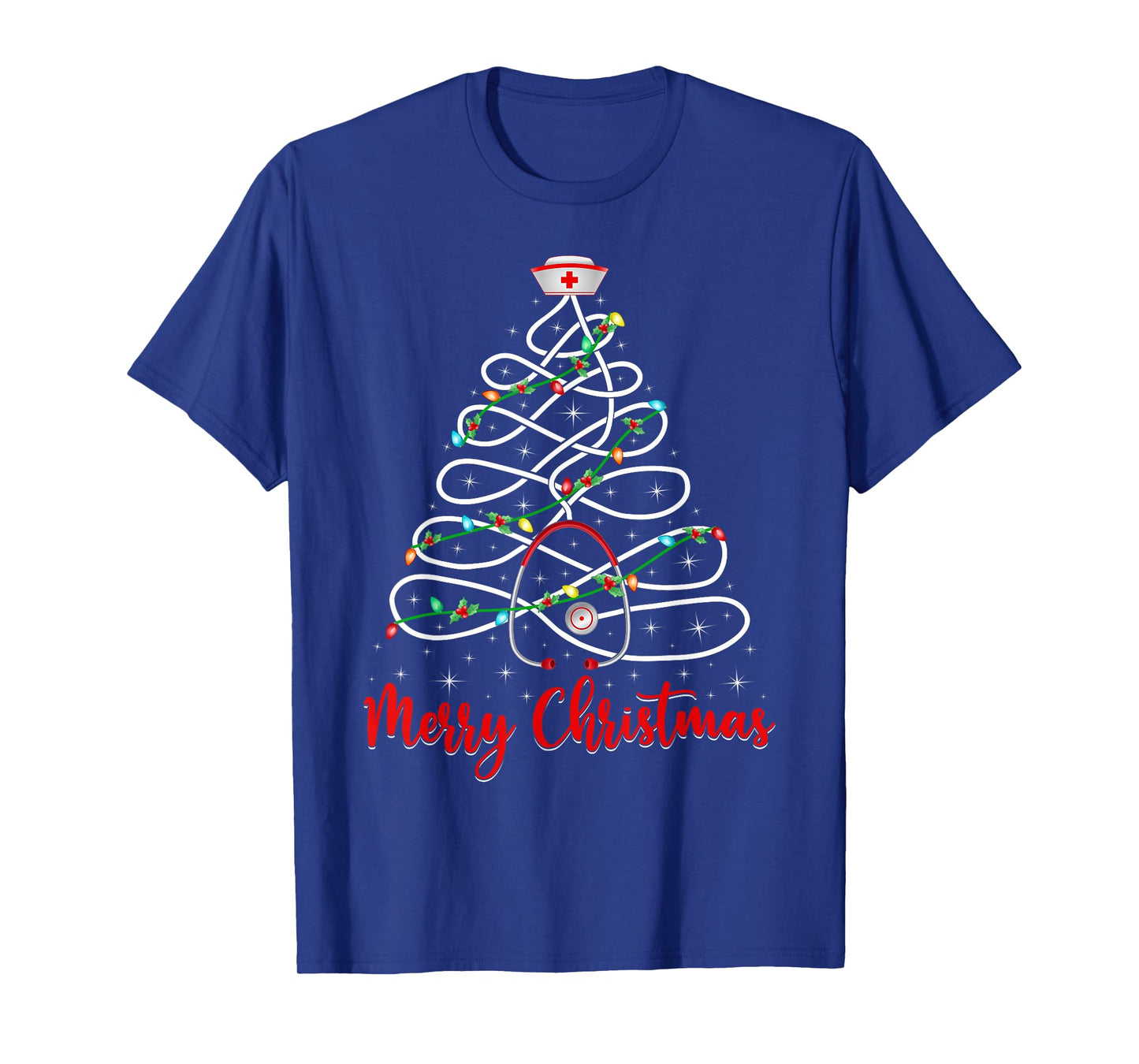 Nurse Stethoscope Xmas Tree Nursing ER RN Nurse Christmas T-Shirt