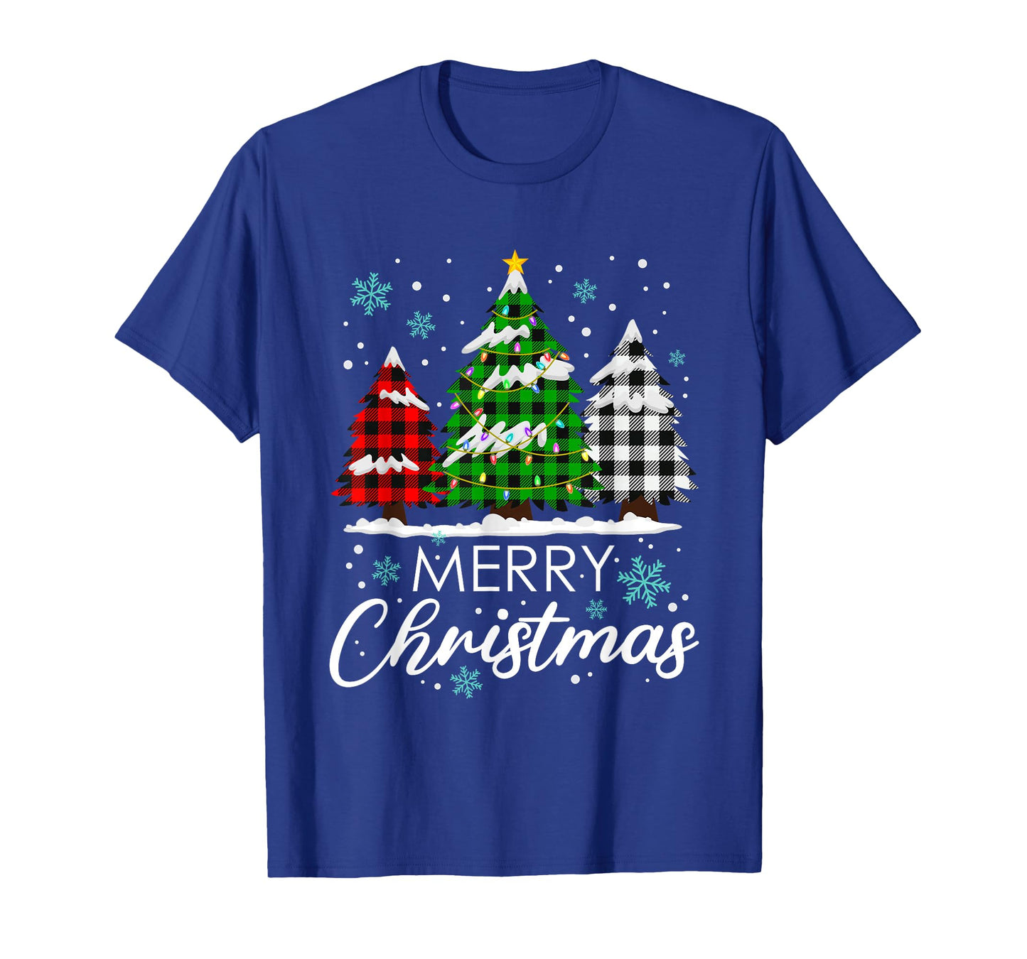 Merry Christmas Holiday Pajamas Xmas Tree Buffalo Plaid T-Shirt