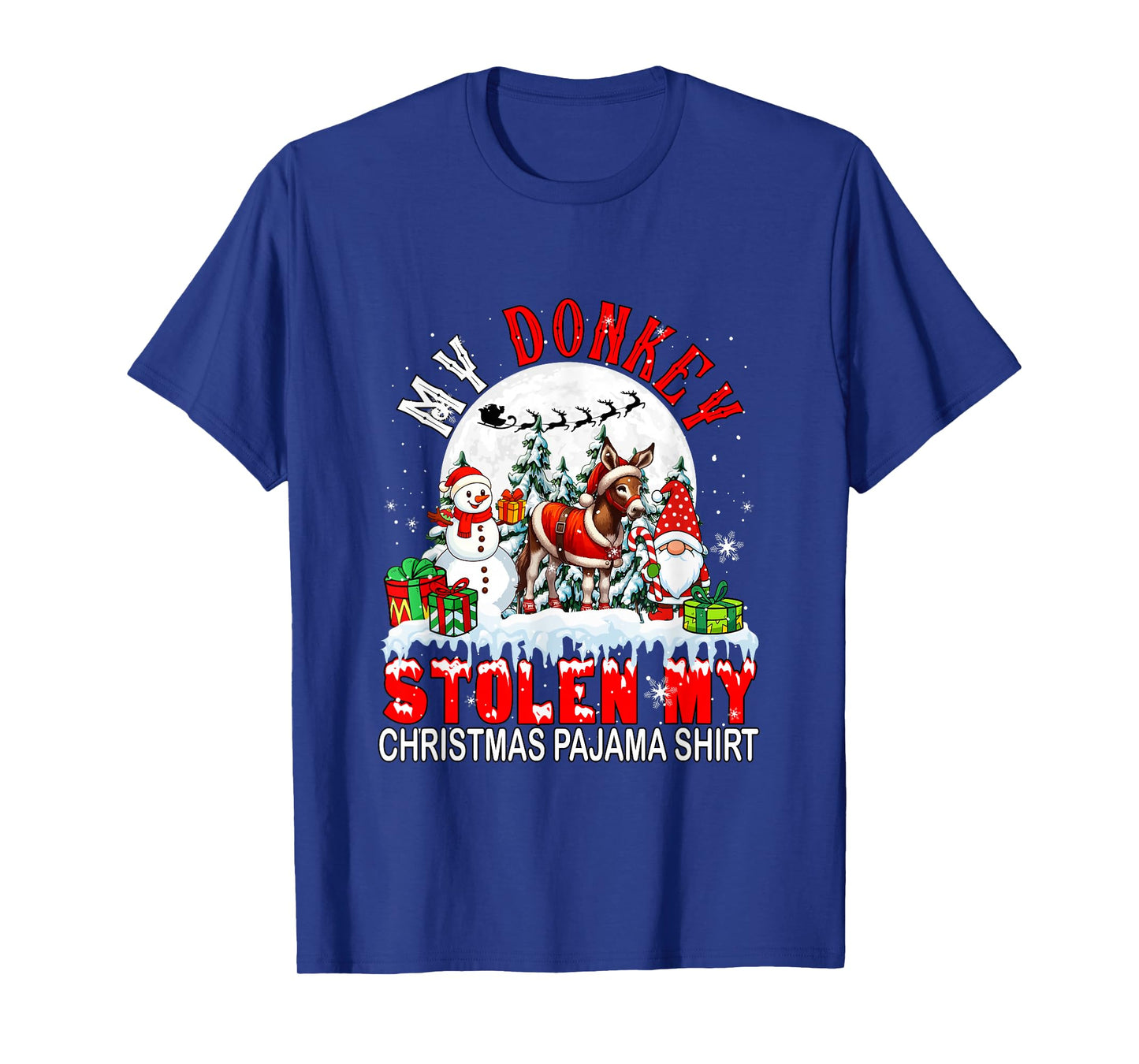 My Donkey Stolen My Christmas Pajama Shirt Santa Farmer T-Shirt