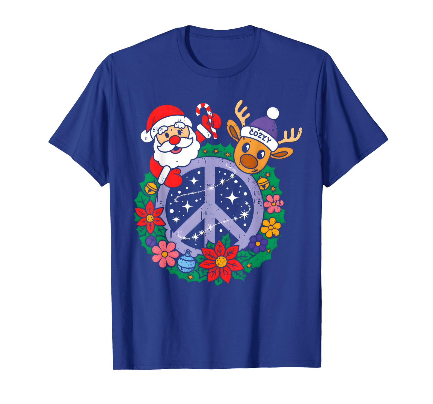 Funny Groovy Christmas Santa Claus ReindeerXmas Vibes T-Shirt